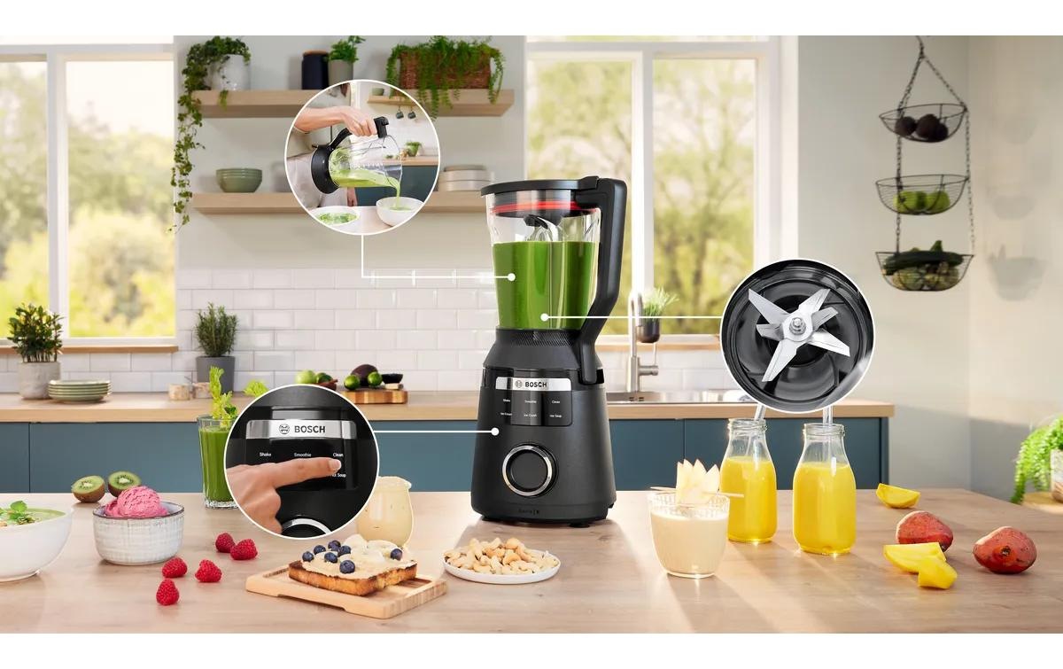 BOSCH Standmixer »VitaPower Serie 6  MMBD665B1, Hochleistungsmixer, 45.000 rpm, schwarz« 1800 W 2l, 6 Automatikprogramme inkl heisse Suppe, Stopfer, Sicherheitsdeckel