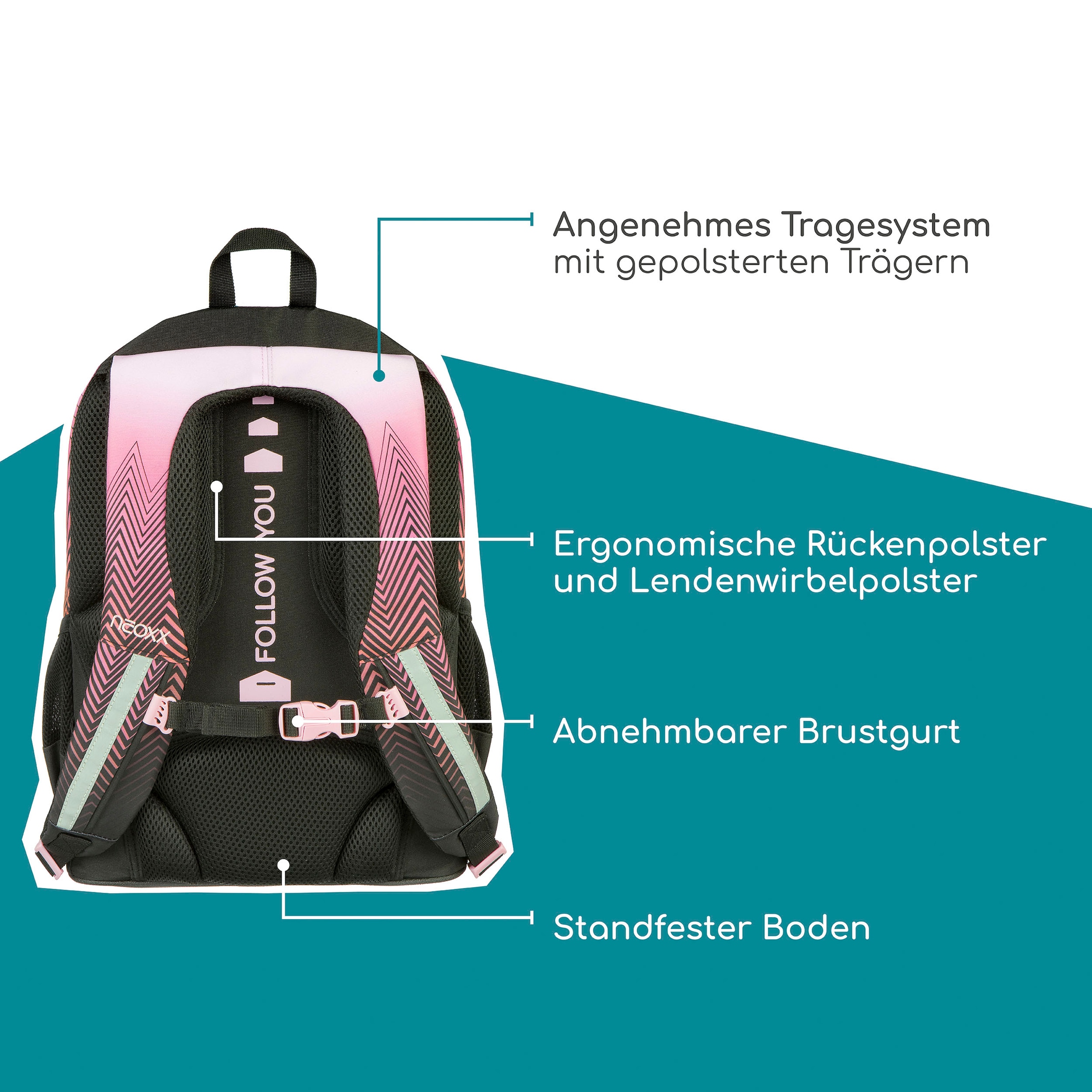 neoxx Schulrucksack »Flow, Sweet like Sunset«, teilweise aus recyceltem Material