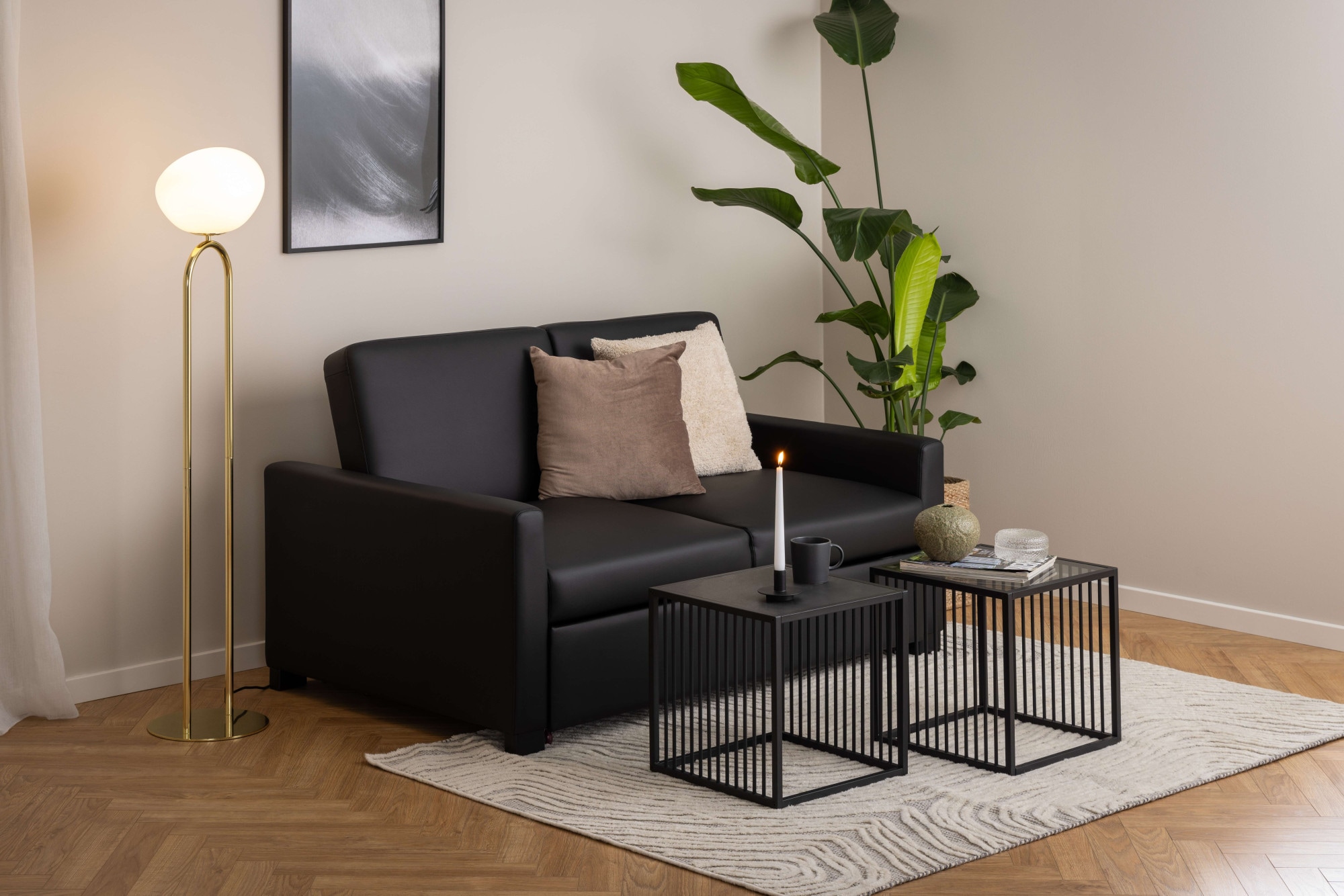 ACTONA GROUP »Strington, robuster Ecktisch im skandinavischem Design, robust« Ecktisch, Glas, pflegeleicht, vertikalen Metalllamellen, H: 63 cm