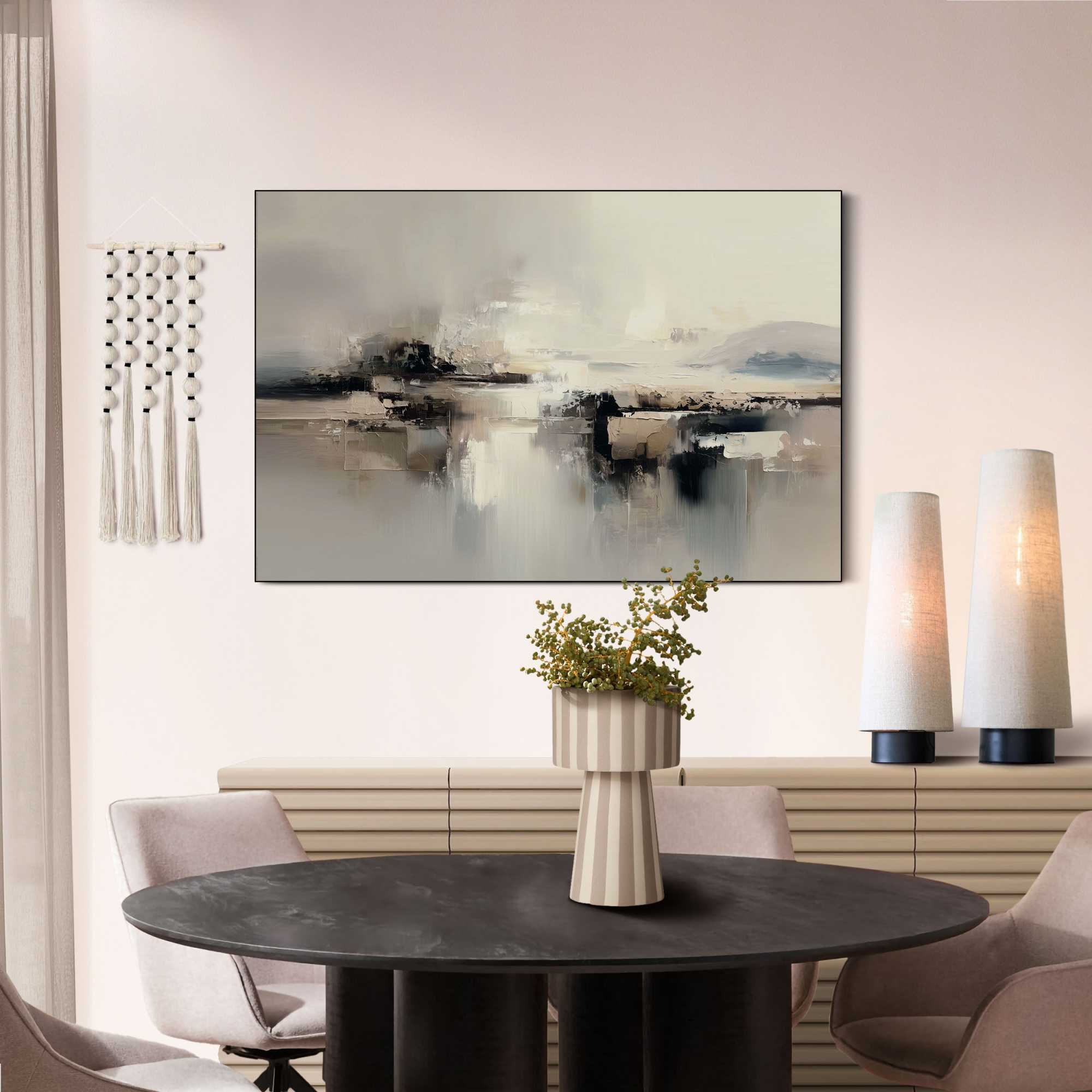 Image of Reinders Wandbild "Sanfter Horizont" 1 Stk. tlg. Wohnzimmer - Beige - MDF - Abstrakt - 90x60 cm