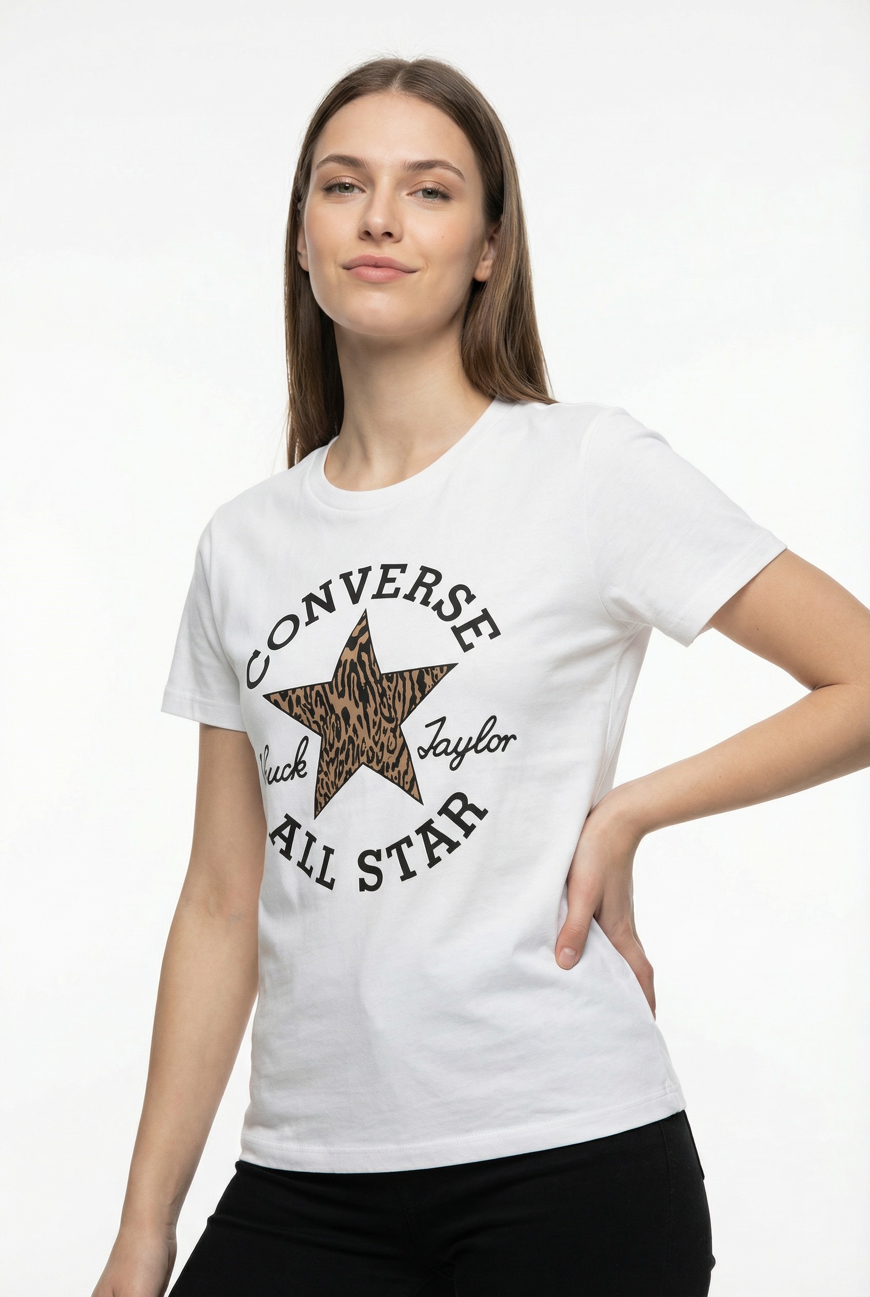 Image of Converse T-Shirt "ANIMAL PRINT INFILL TEE" Kurzarmdesign, aus Baumwolle, in den Grössen XS bis XXL