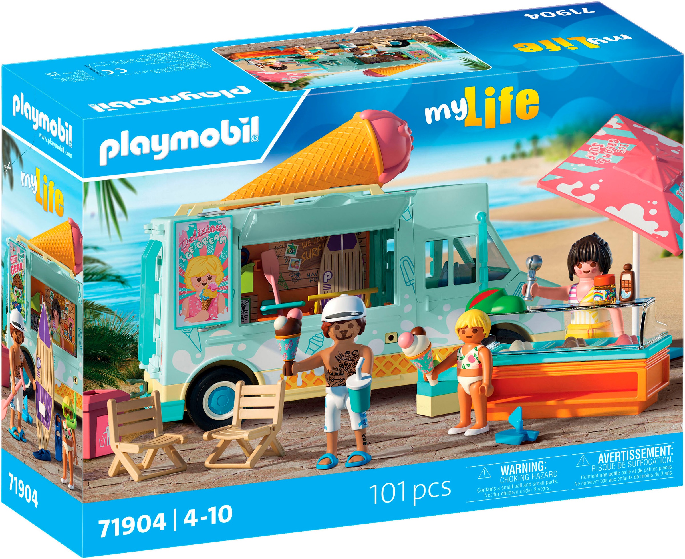 Playmobil® Konstruktions-Spielset »Ice Cream Truck mit Surfshop (71904), My Life« Made in Germany