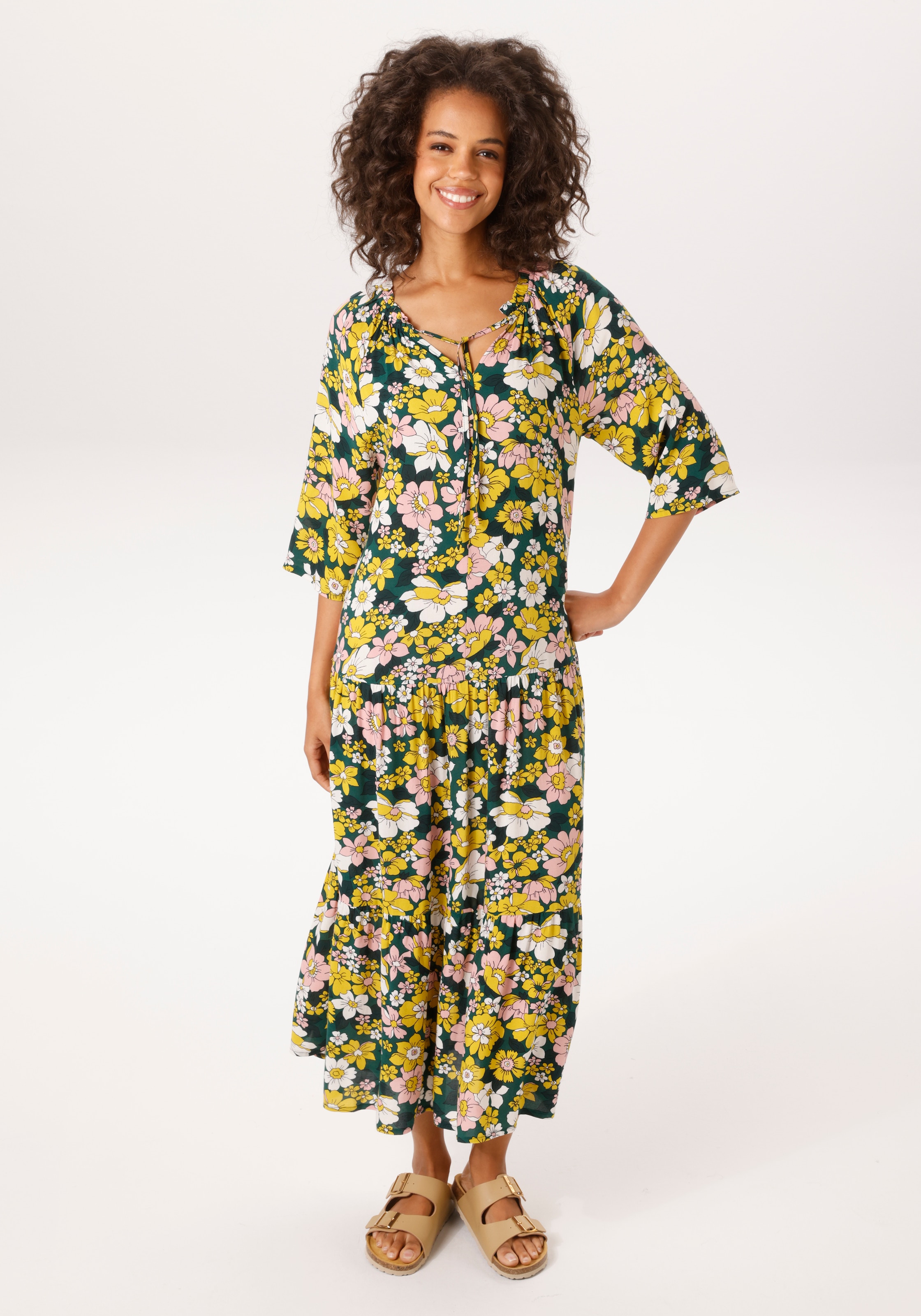Image of Aniston CASUAL Sommerkleid mit farbenfrohen Blütendruck - jedes Teil ein Unikat