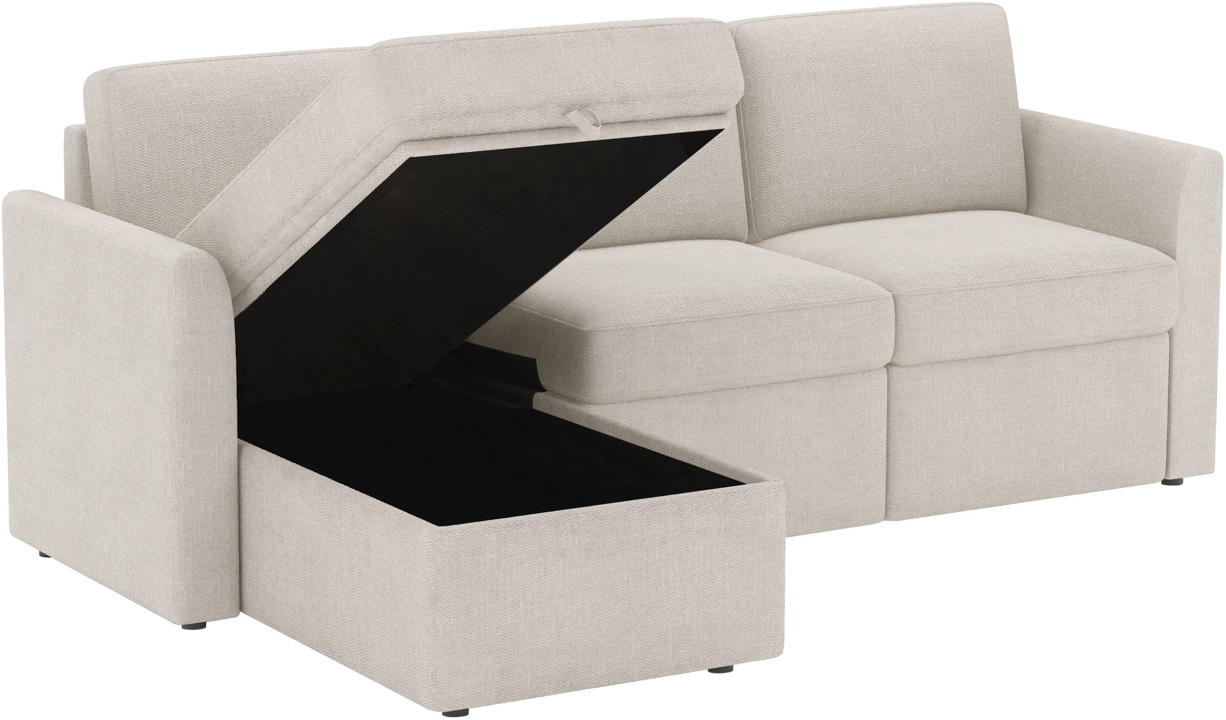 Dorel Home Ecksofa »NORDHUS, L-Form, 200 cm, Recamiere rechts/links montierbar« grosser Stauraum, softer Cord und feiner Webstoff-Bezug