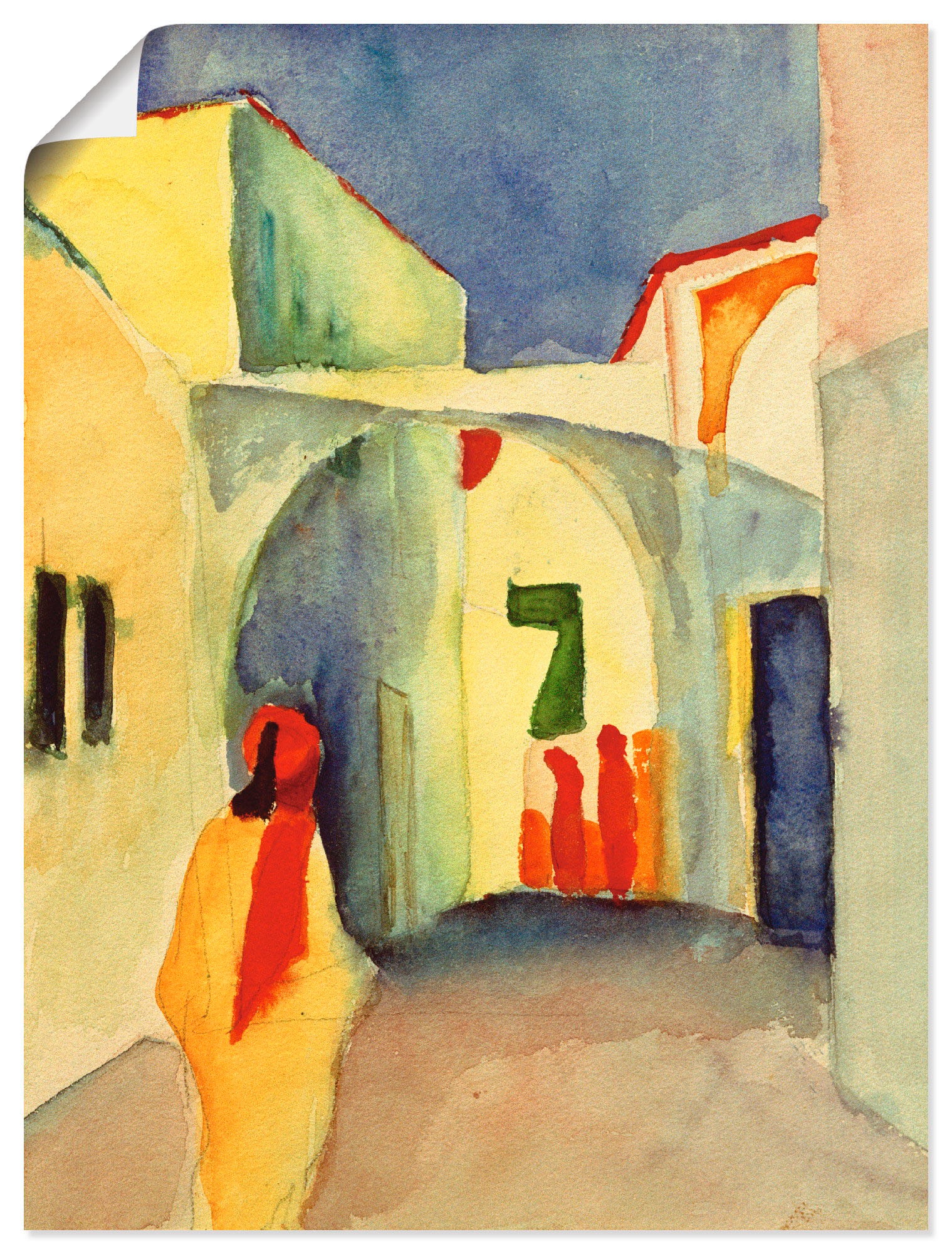 Image of Artland Wandbild »Blick in eine Gasse in Tunis«, Gebäude, (1 St.), in vielen Grössen & Produktarten -Leinwandbild, Poster, Wandaufkleber / Wandtattoo auch für Badezimmer geeignet bei Ackermann Versand Schweiz