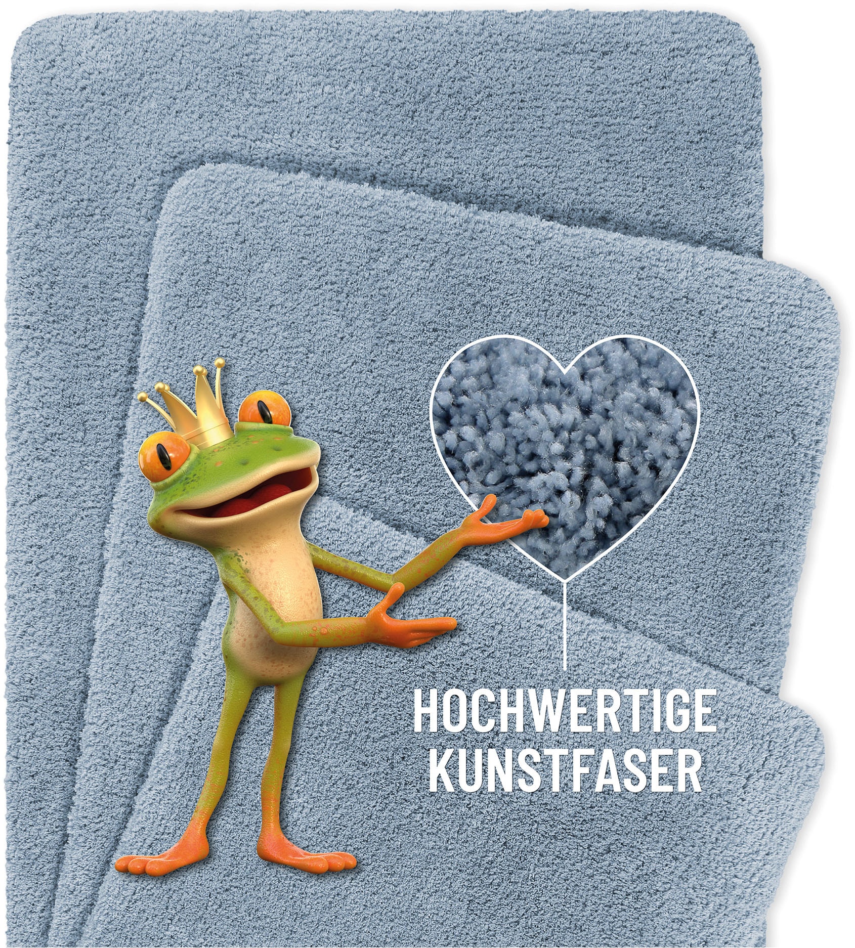 Homie Living Badematte »Porto Azzurro« Höhe 30 mm rutschhemmend beschichtet fussbodenheizungsgeeignet | schnell trocknend Badteppich, uni, rechteckig & rund, waschbar, Badezimmerteppich
