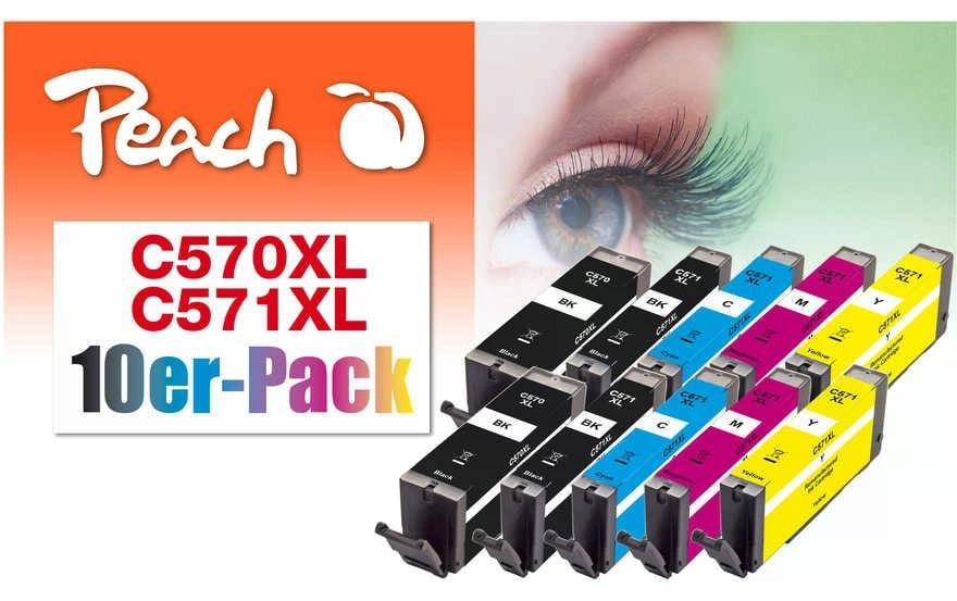 Image of Peach Tintenpatrone "Canon PGI-570XL Multi-10-Pack BK/C/M/Y"