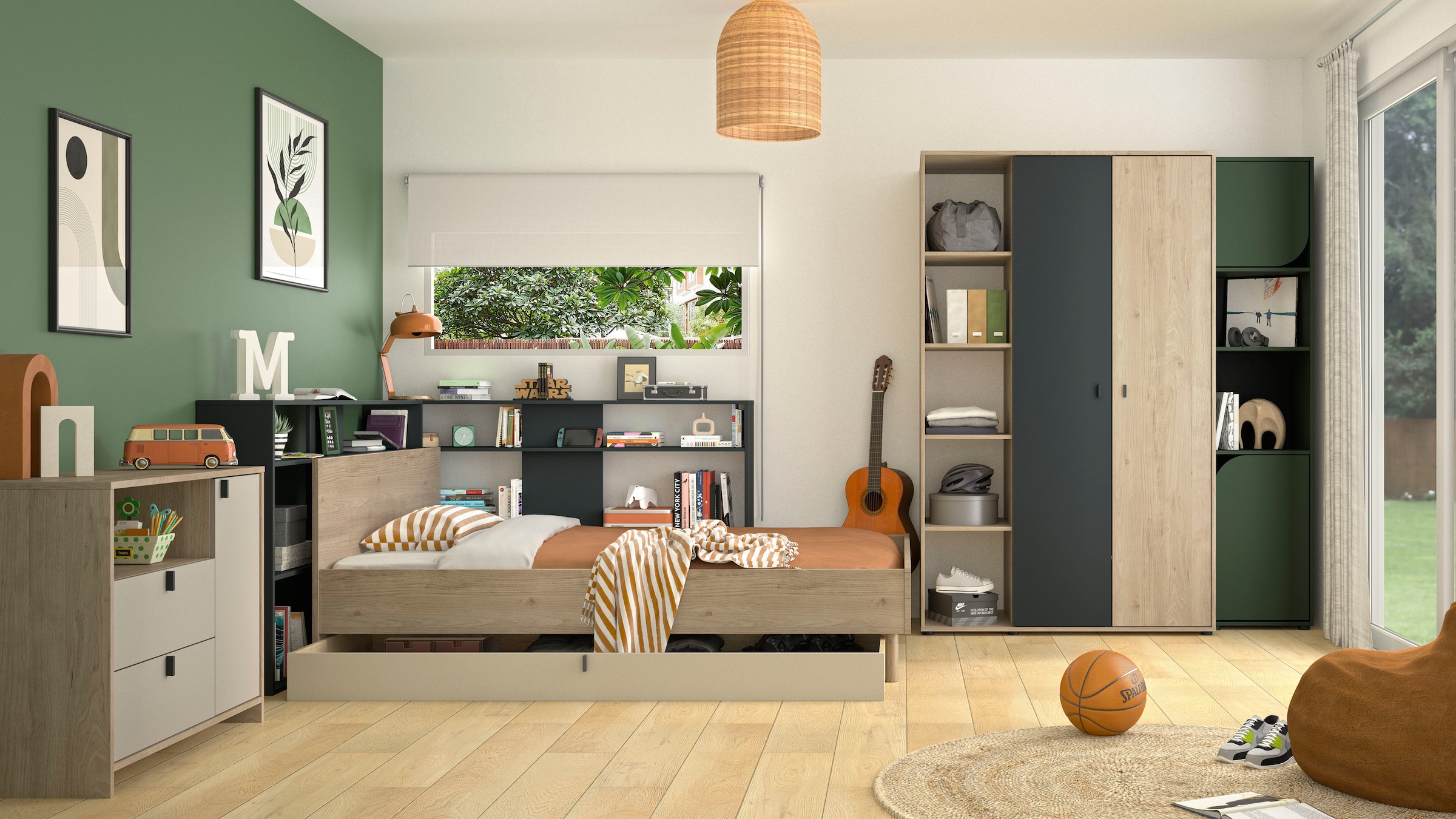 Gami Kleiderschrank »Schrank mit 2 Türen und Bibliothekseinheiten« ein cleverer, funktionaler Schrank