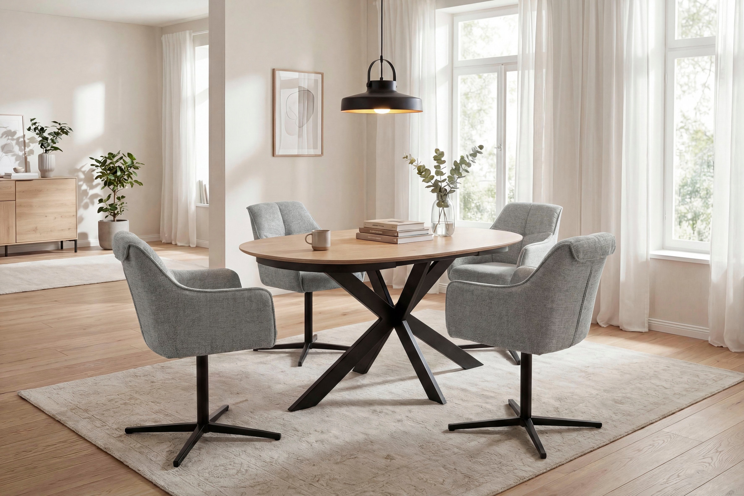 byLIVING Chaise de salle à manger »MEXICO« (Ensemble) 2 cuis360° drehbar, Taschenfederkern, Doppelte Aufpolsterung im Rücken