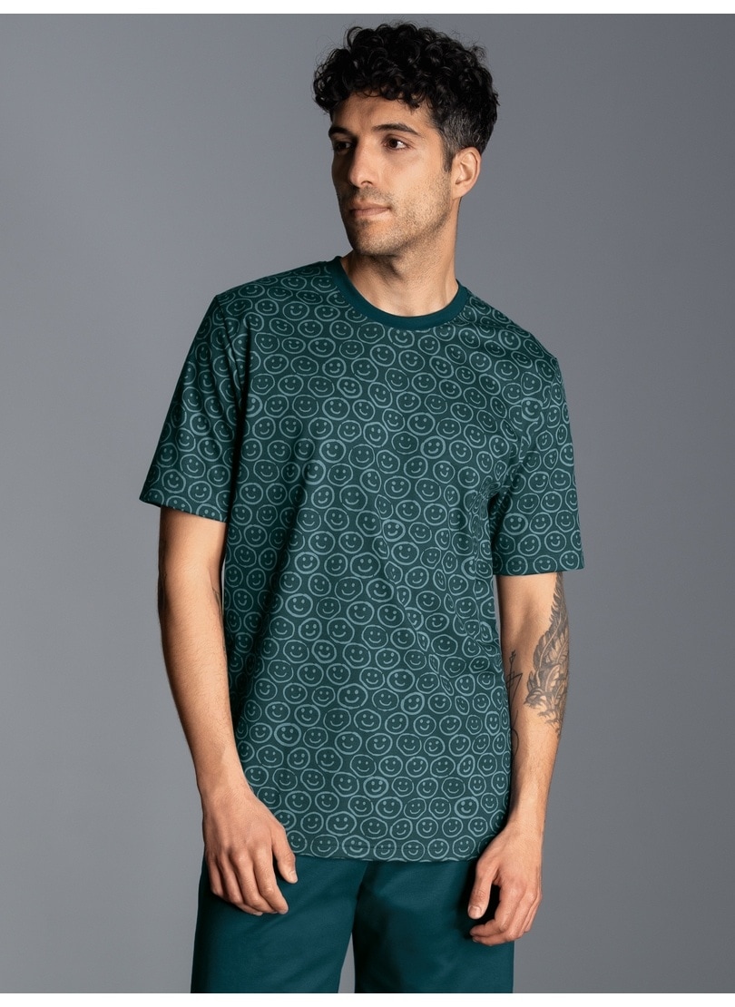 Trigema T-Shirt »TRIGEMA T-Shirt mit freundlichem Smiley-Muster«, (1 tlg.)