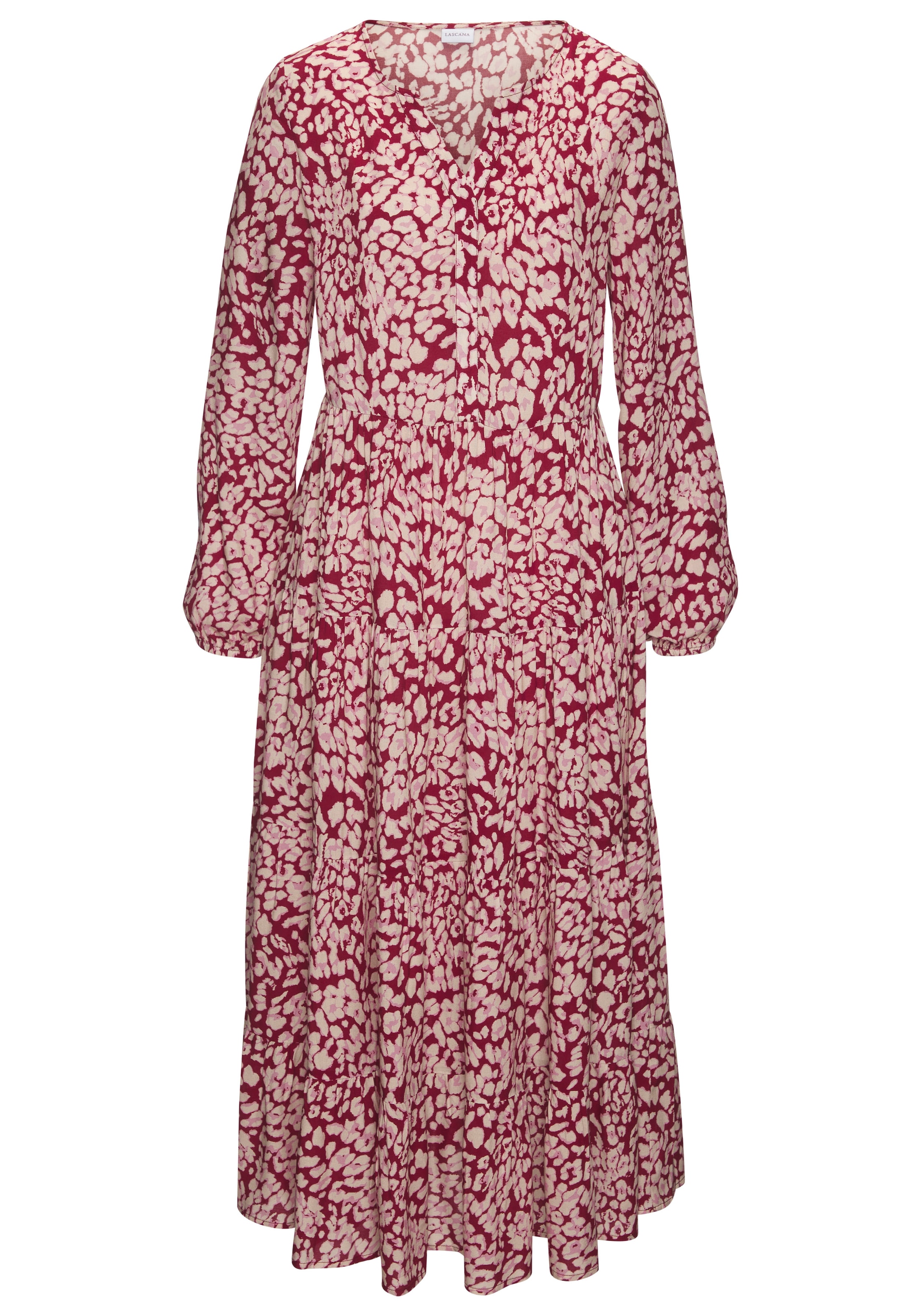 Image of LASCANA Maxikleid mit buntem Leoprint und Volants, Sommerkleid