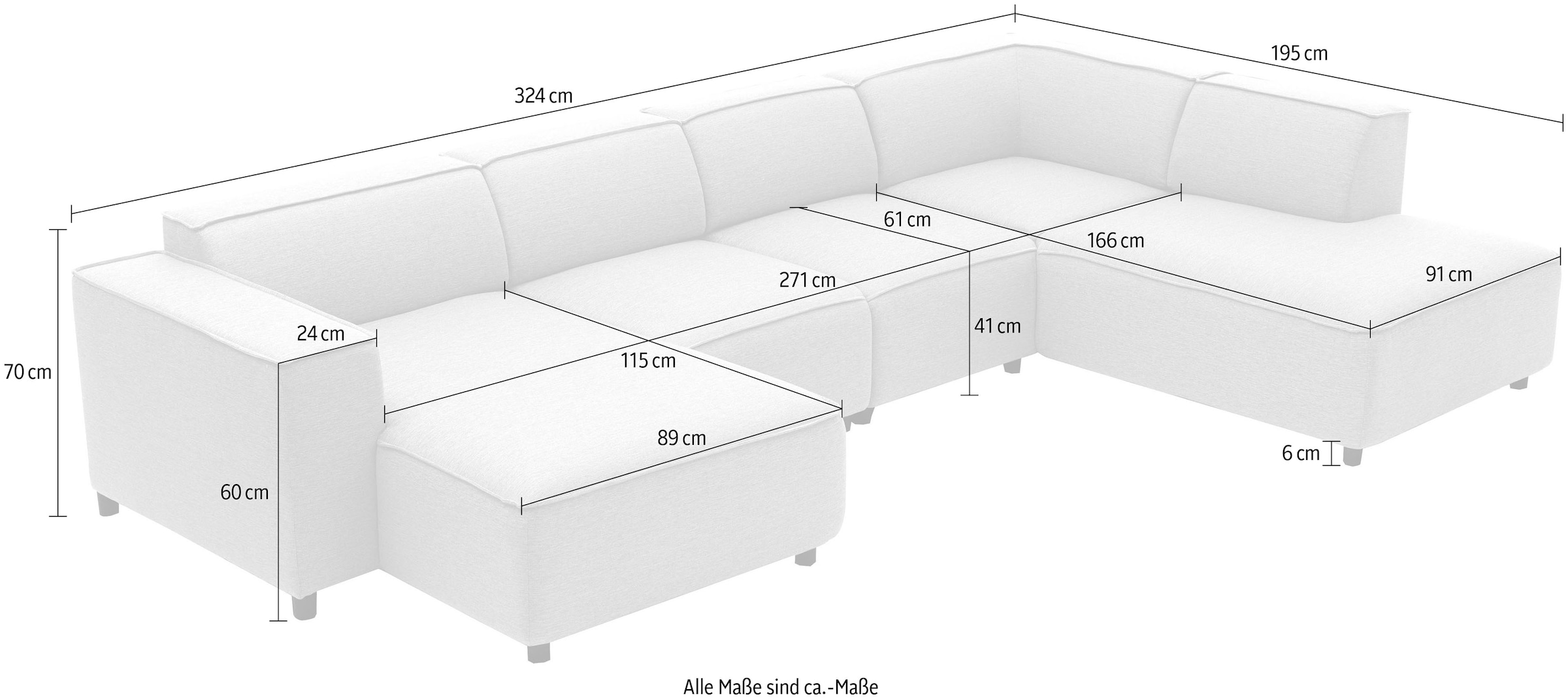 ATLANTIC home collection Wohnlandschaft »Bulky«, XXL in und U-Form aufgebaut günstig modular kaufen Sitzfläche