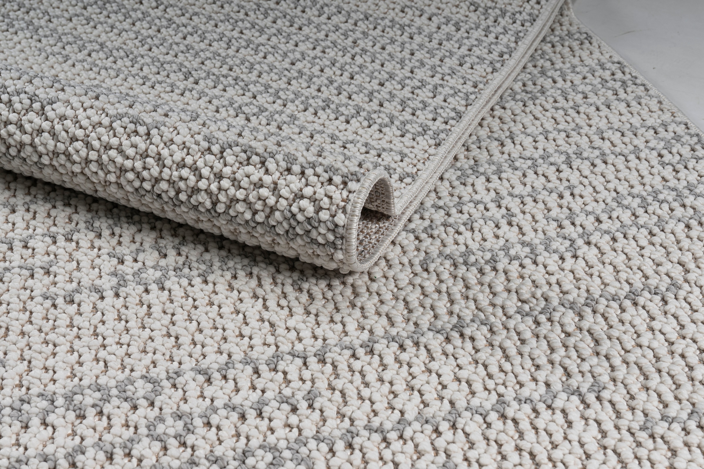 my home Teppich »Mads«, rechteckig, 6 mm Höhe, Boho, Woll-Look, Hoch-Tief-Struktur, In- und Outdoor geeignet, Fransen