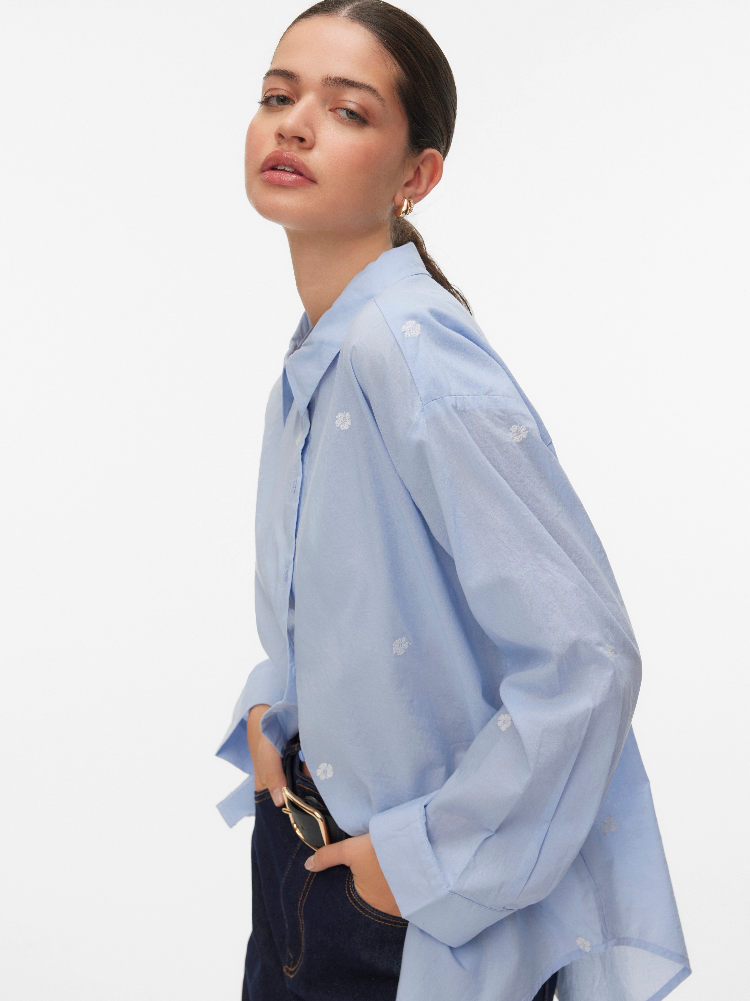 Image of Vero Moda Langarmbluse "VMODONA LS SHIRT WVN NOOS" Baumwolle, regular fit