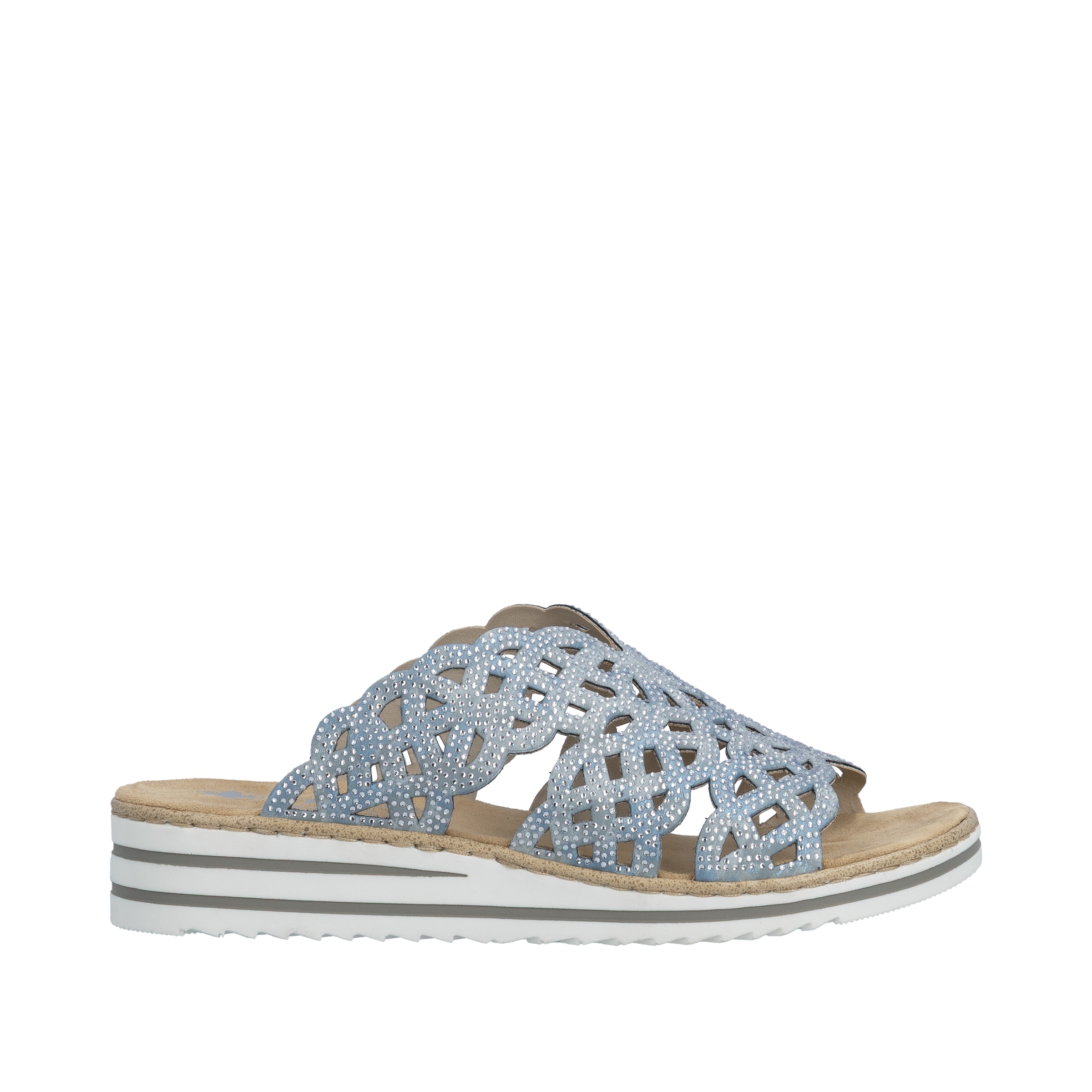 Rieker Pantolette  chaussure d'été, chaussure de plage, chausson, talon compensé, avec strass