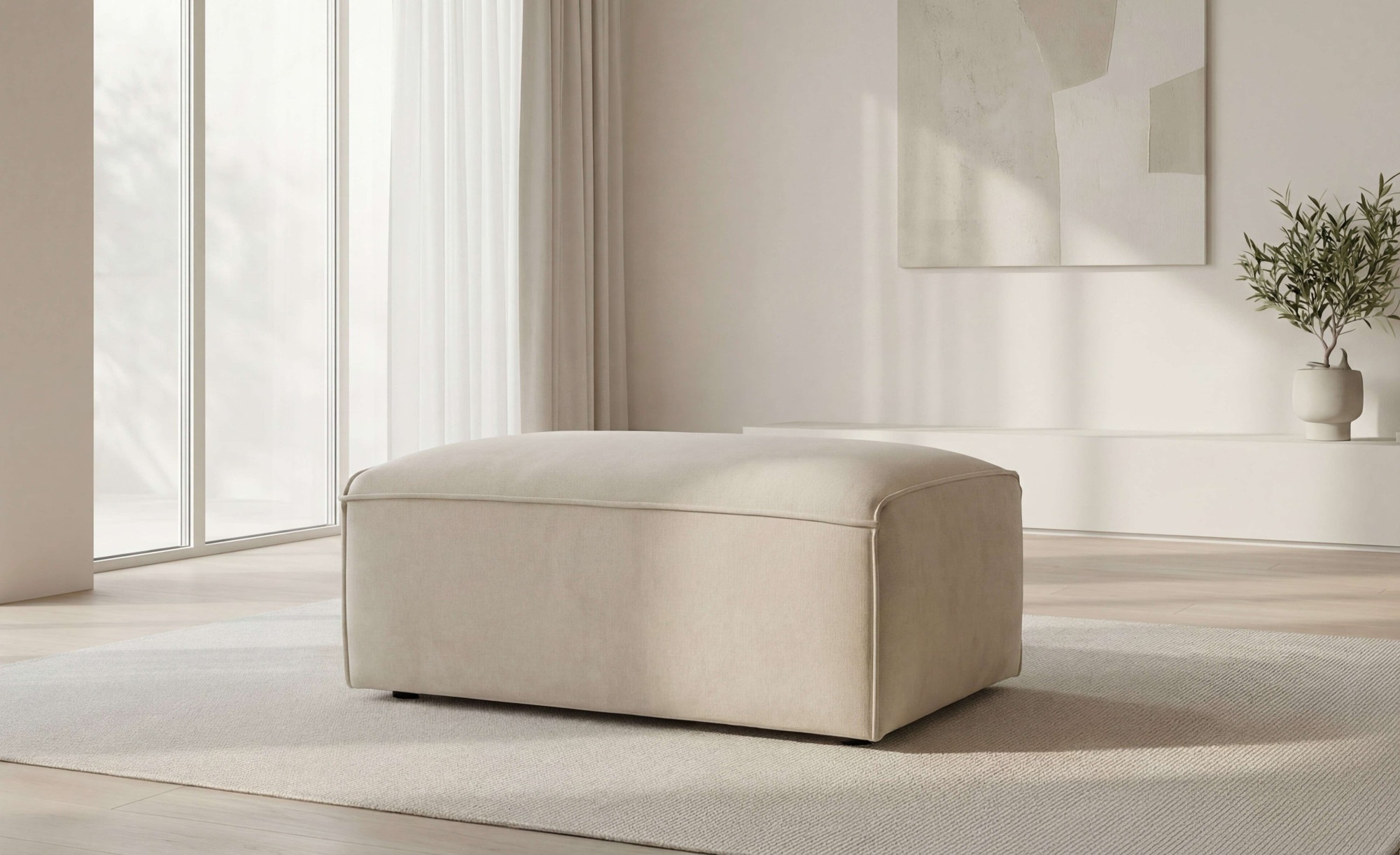 Image of GOODproduct Polsterhocker "Mittell, Chenille" 102x61 cm, bodentief