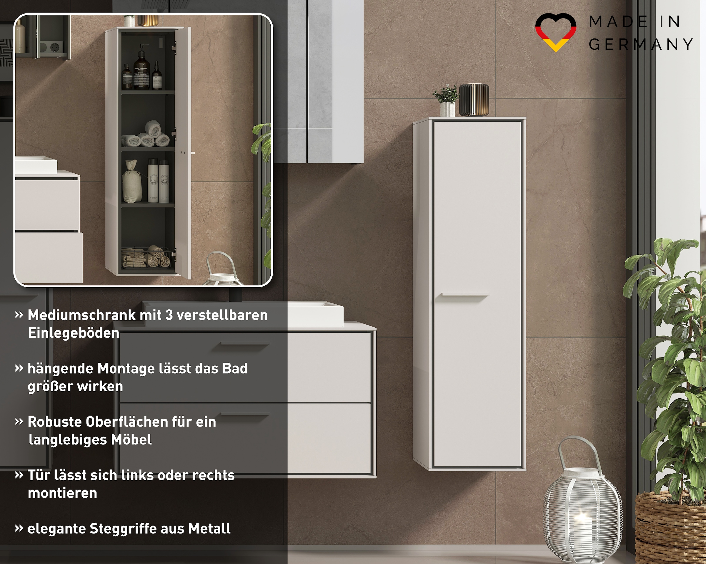 GERMANIA Armoire intermédiaire »Medium-Schrank "Sovana"« 1 cuis tlg. Hängender Medium-Schrank mit einer gedämpften Tür