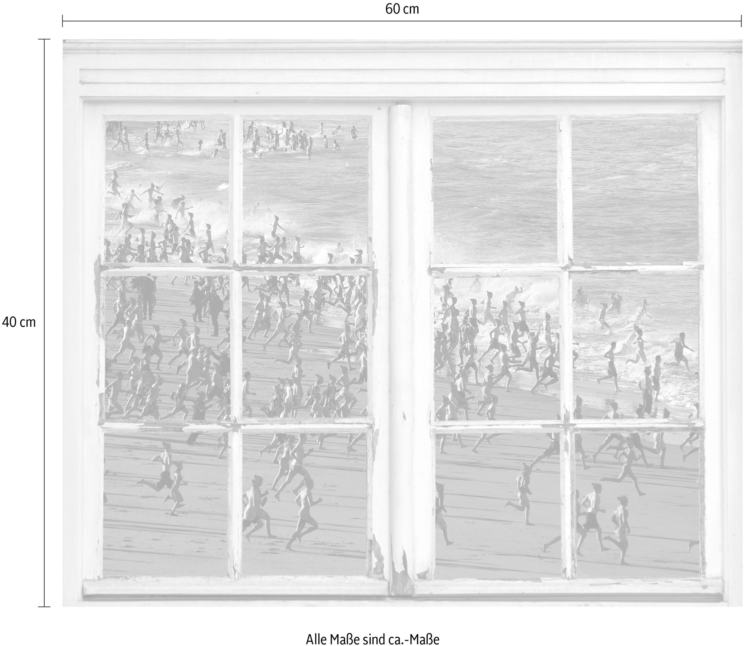 queence Wandsticker »Kinder am Strand«, Wandsticker, Wandbild, selbstklebend, 3D, Fenster
