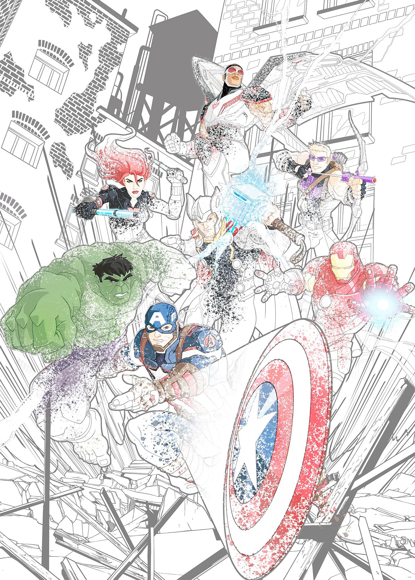 Image of Komar Vliestapete "Digitaldruck Vlies - Avengers Attack - Grösse 200 x 280 cm" bedruckt glatt Kinderzimmer