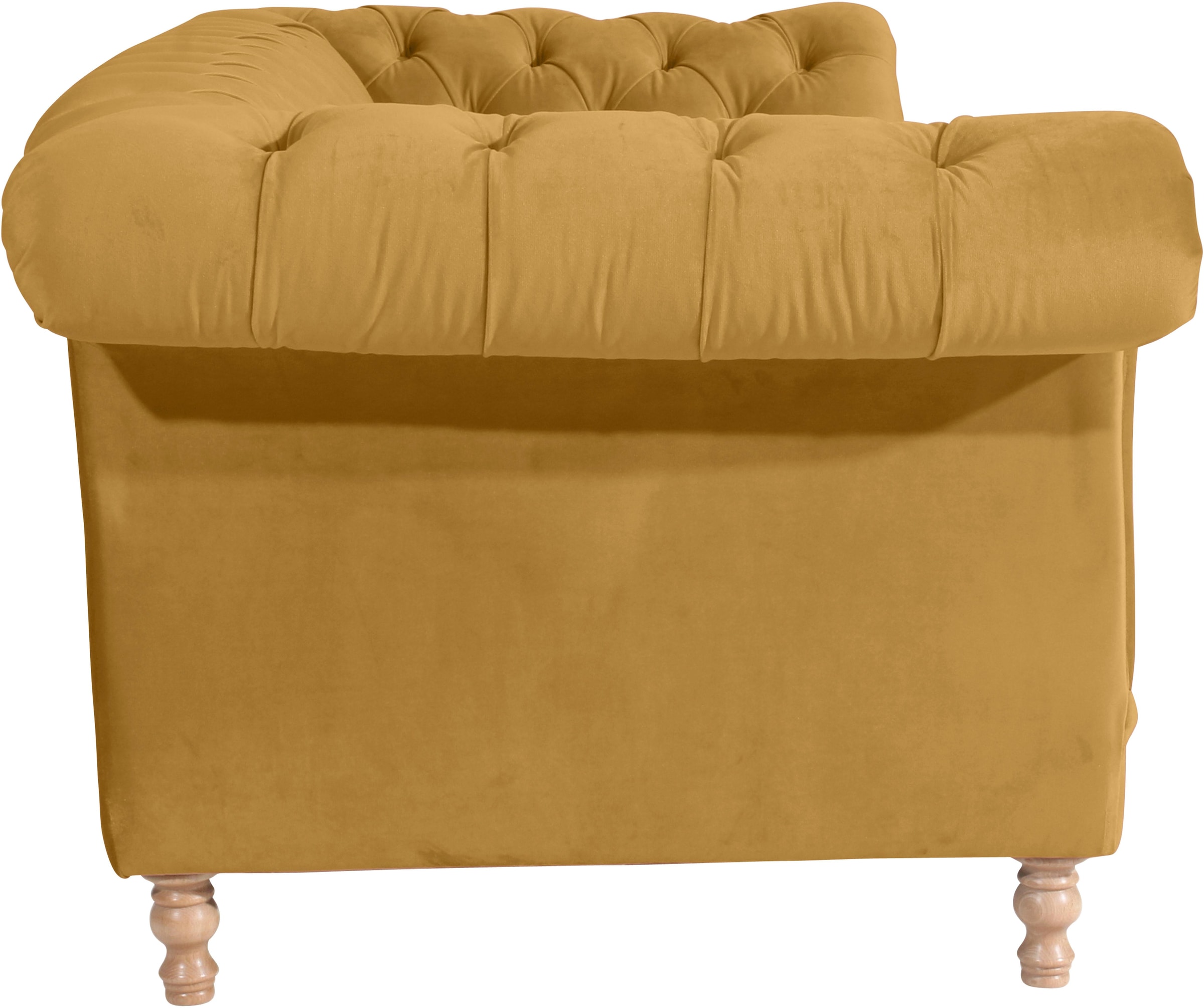 Max Winzer® Chesterfield-Sofa »Isabelle«, mit Knopfheftung & gedrechselten Füssen in Buche natur, Breite 260 cm