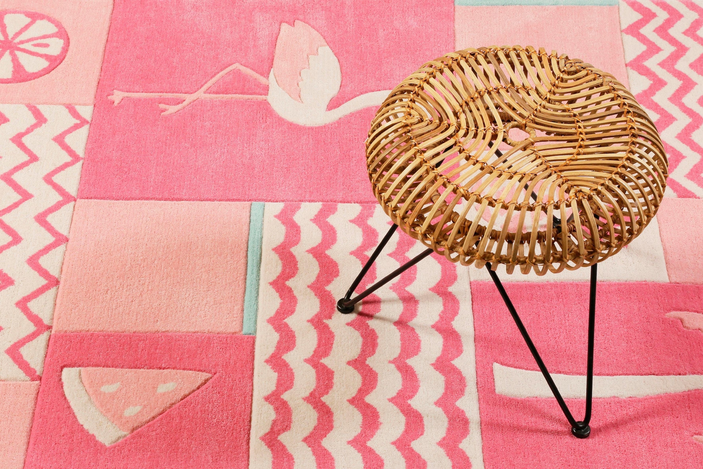 SMART KIDS Kinderteppich »Fruity Flamingo«, rechteckig, 9 mm Höhe, Flamingos Palmen, Konturenschnitt