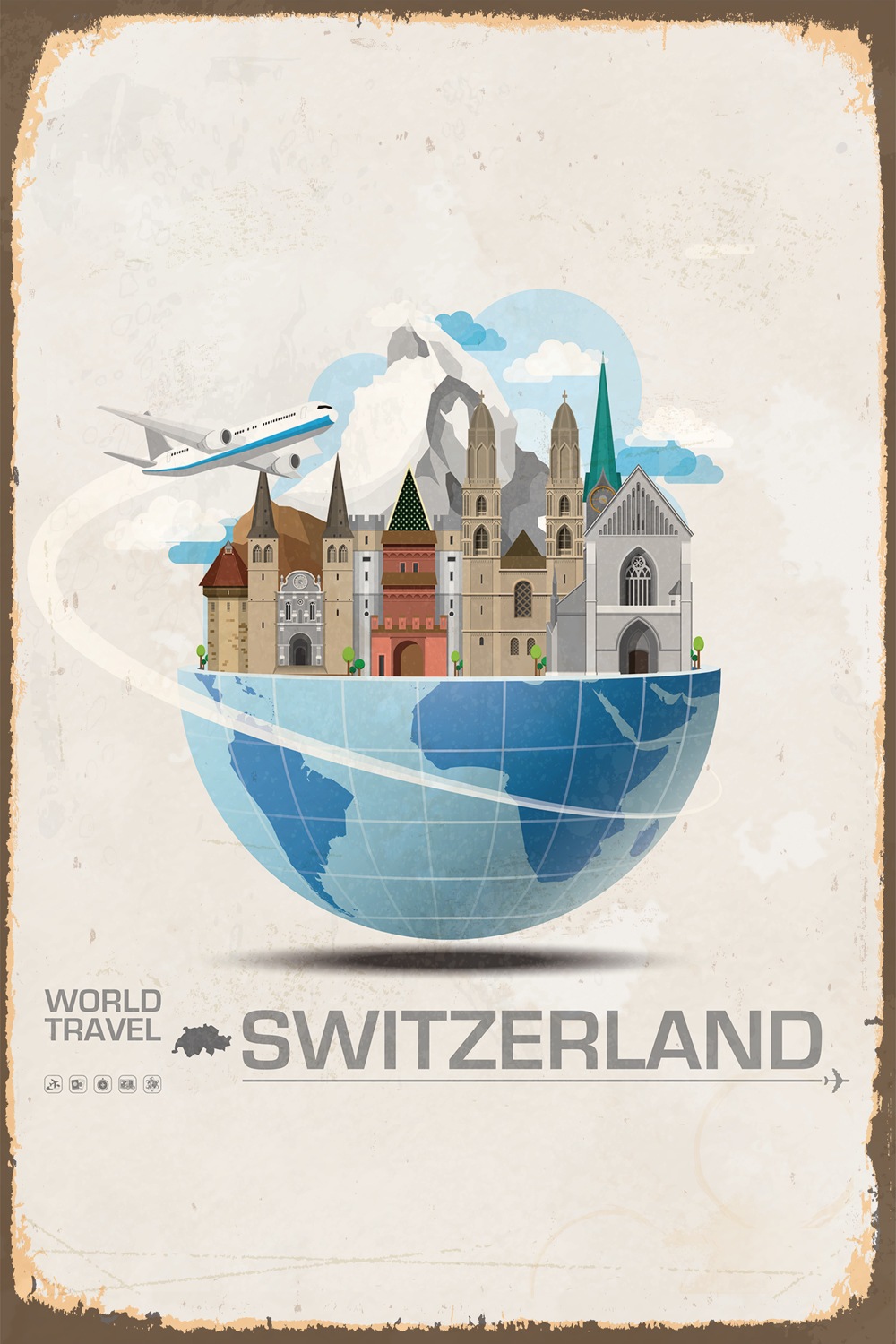 Image of queence Metallbild "WORLD TRAVEL SWITZERLAND" Schweiz Blechschilder