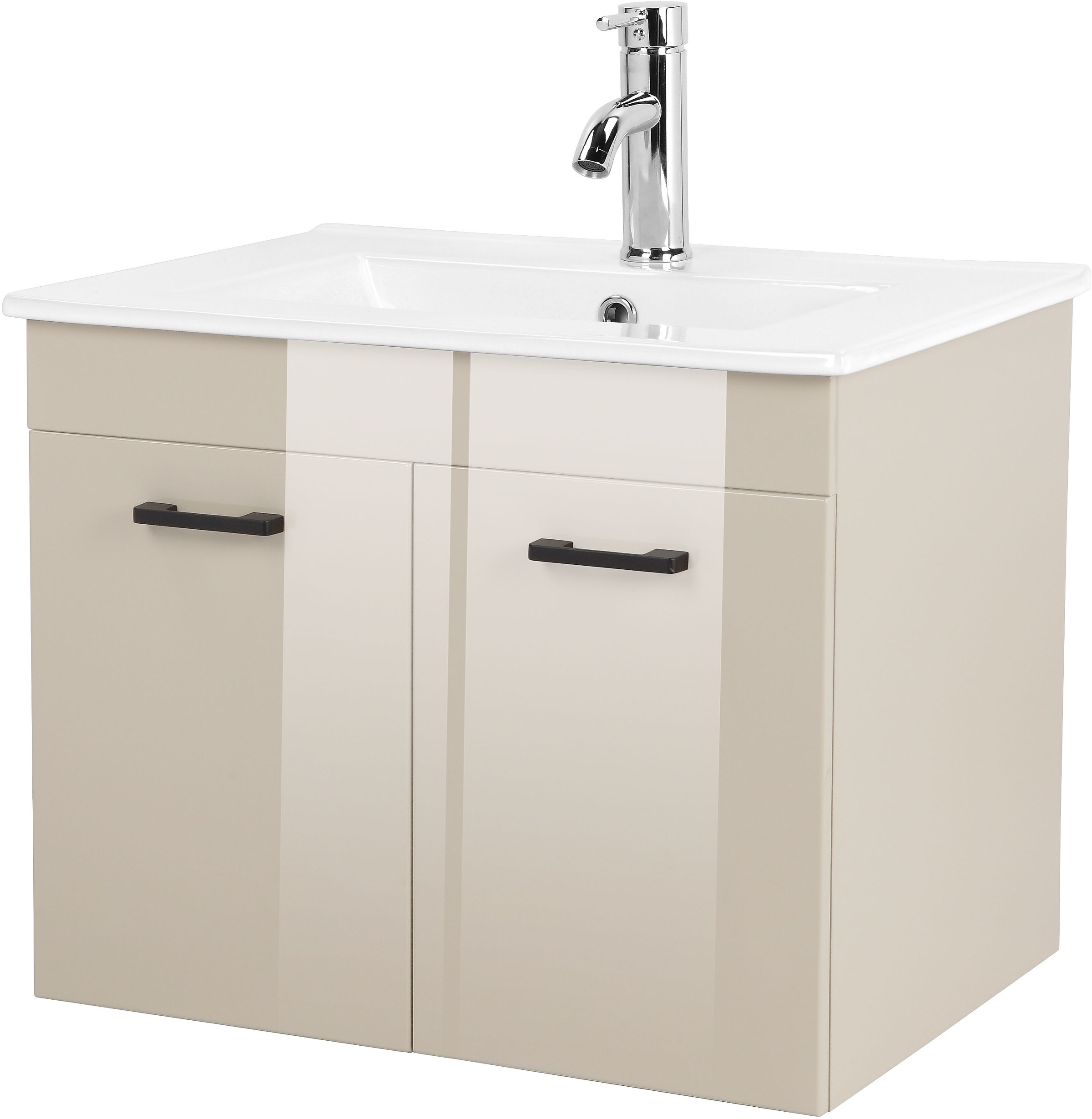 Image of welltime Waschtisch "Florenz, Breite 60cm, 2 Tür, 2 Fächer, MDF-Front" Set, Waschtisch inklusive Waschbecken, Waschplatz mit 2 Türen,in verschiedenen Farben erhältlich, Badmöbel