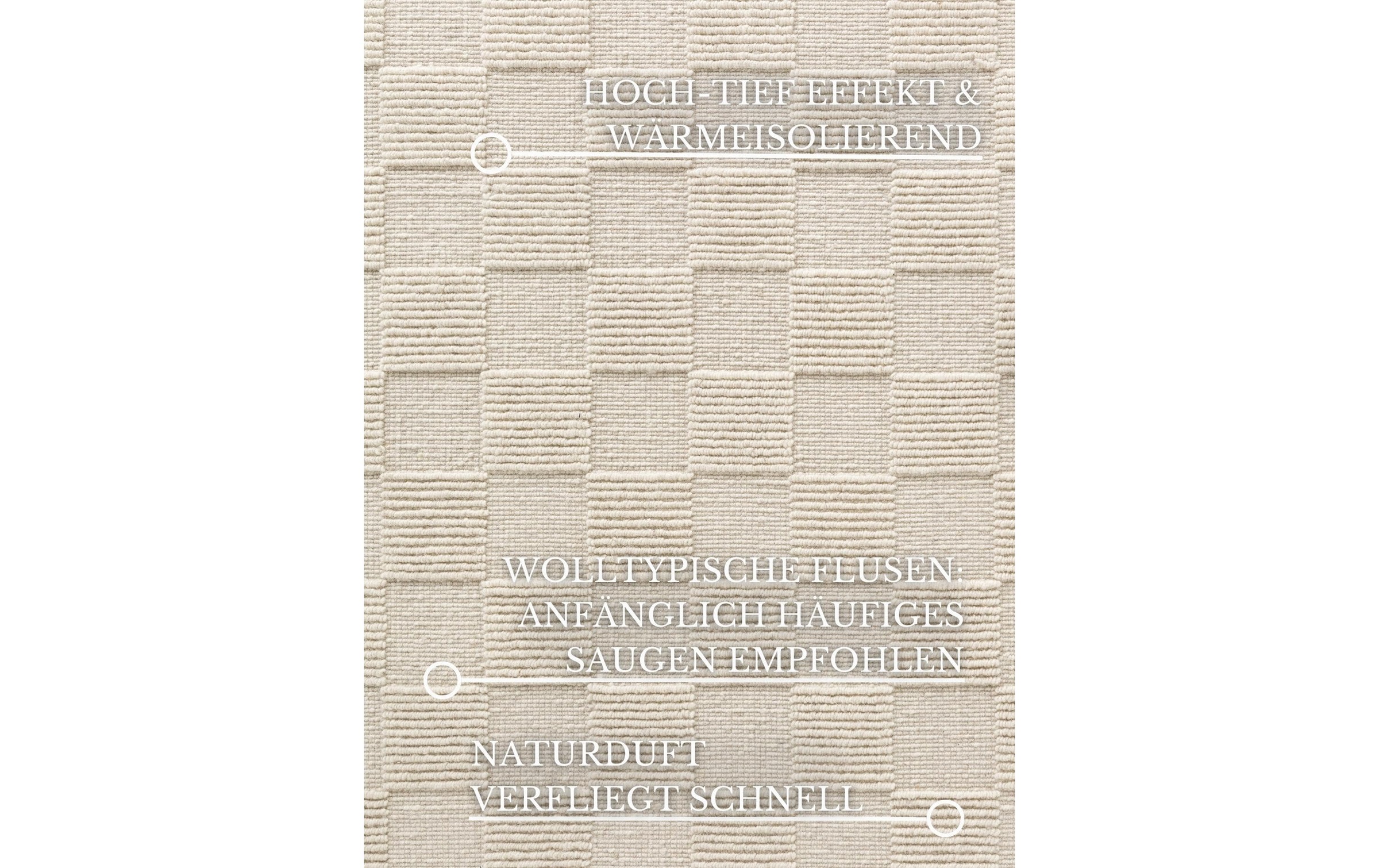 Villeroy & Boch Tapis en laine »Scala« Rectangulaire 10 mm Höhe Handgewebt, Wolle, Kariert, Natur, 3D-Struktur, Karo, Wohnzimmer