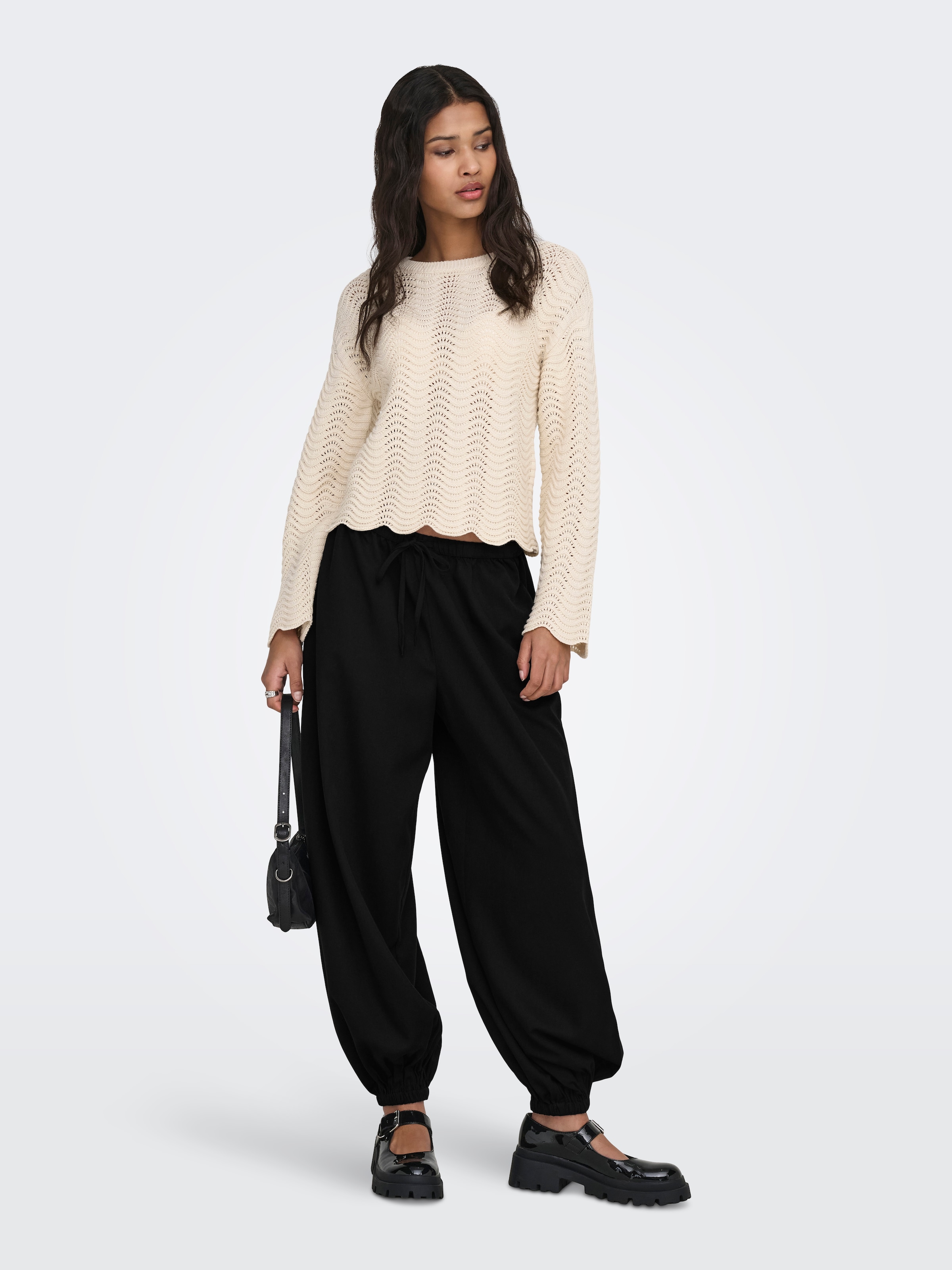 JDY Pantalon à enfiler »JDYPALOMA MW LOOSE PANT WVN NOOS«  mélange de matériaux