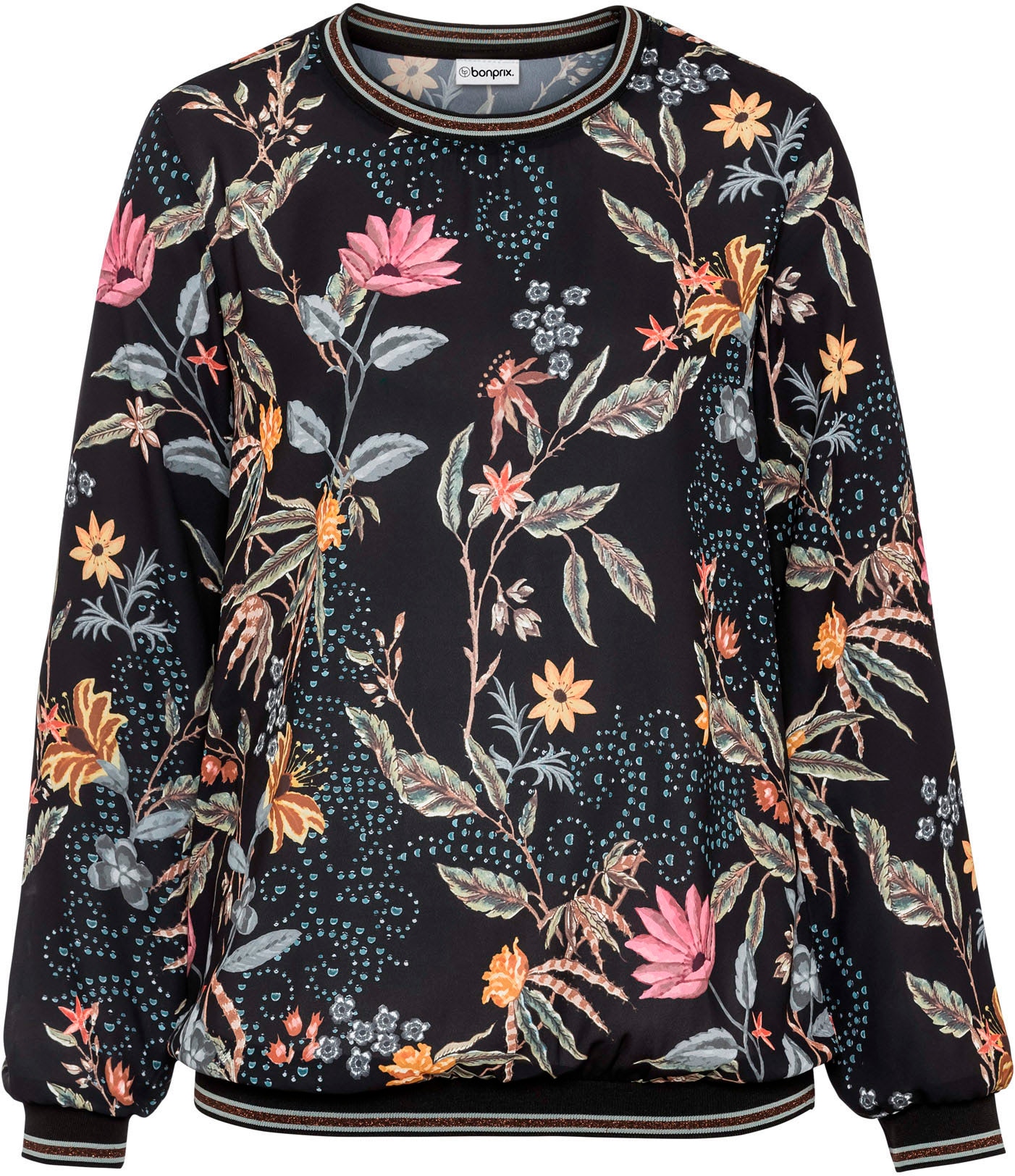 bonprix Blouse à manches longues lockere Passform, aus Polyester, eleganter Stil