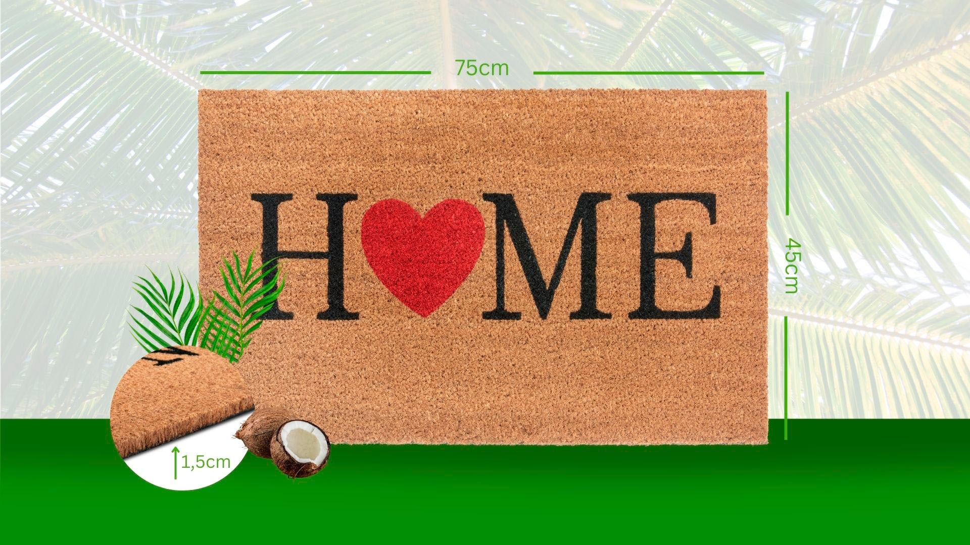 HANSE Home Fussmatte »Mix Mats Kokos Home With Heart, Türmatte«, rechteckig, 15 mm Höhe, Kokos, Schmutzfangmatte, Outdoor, Rutschfest, Innen, Kokosmatte, Flur