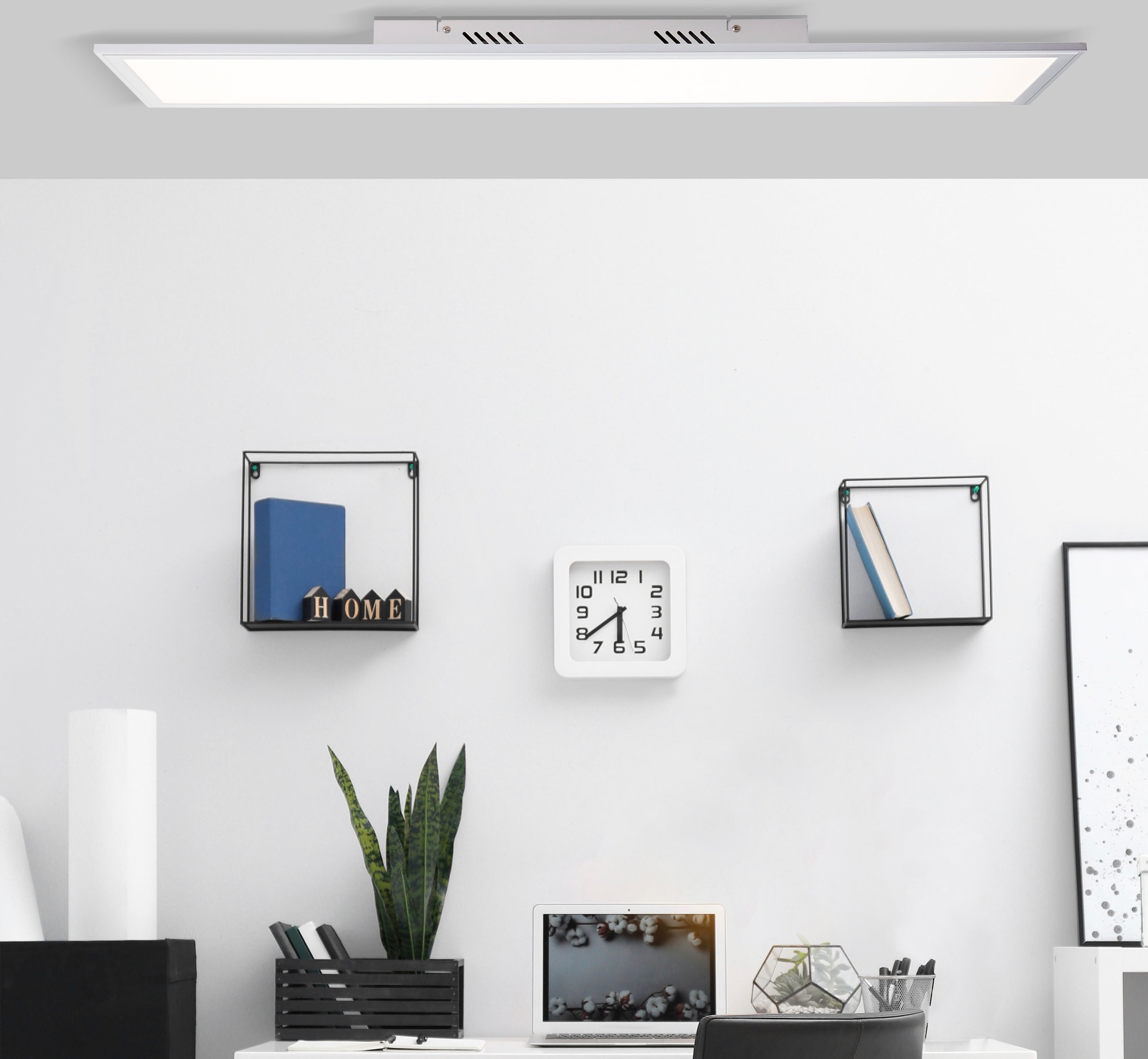 Brilliant LED Panel »Flat«, 1 flammig, LED Deckenlampe 100x25cm silber