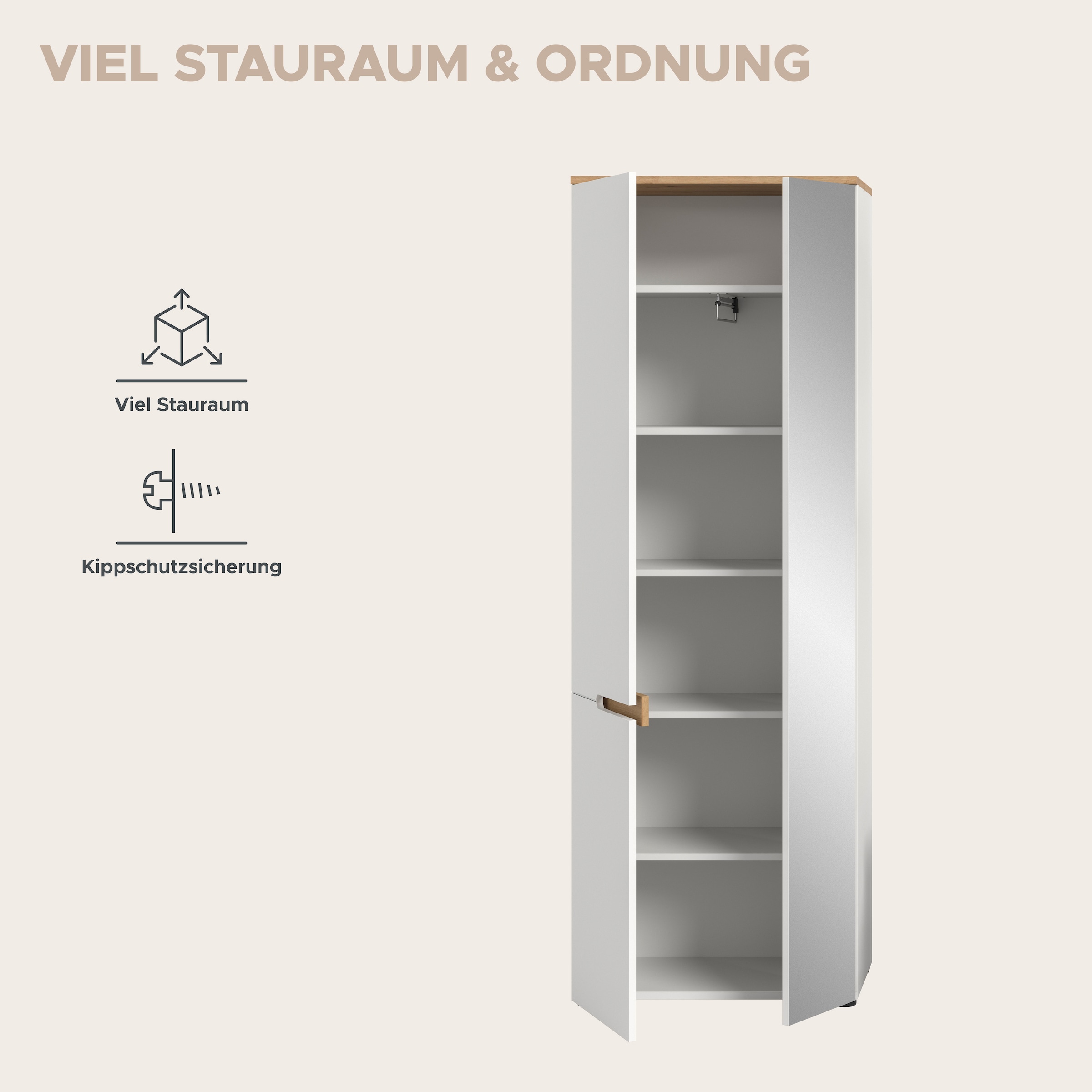 Home affaire Armoire vestiaire »REHAT, TOPSELLER!, Höhe 190cm, 2 Türen, 6 Fächer, 1 Kleiderstange« disponible en différentes couleurs, 1 cuis tlg. Vestiaire, armoire de couloir, armoire d'entrée, armoire à vêtements, mobilier de vestiaire