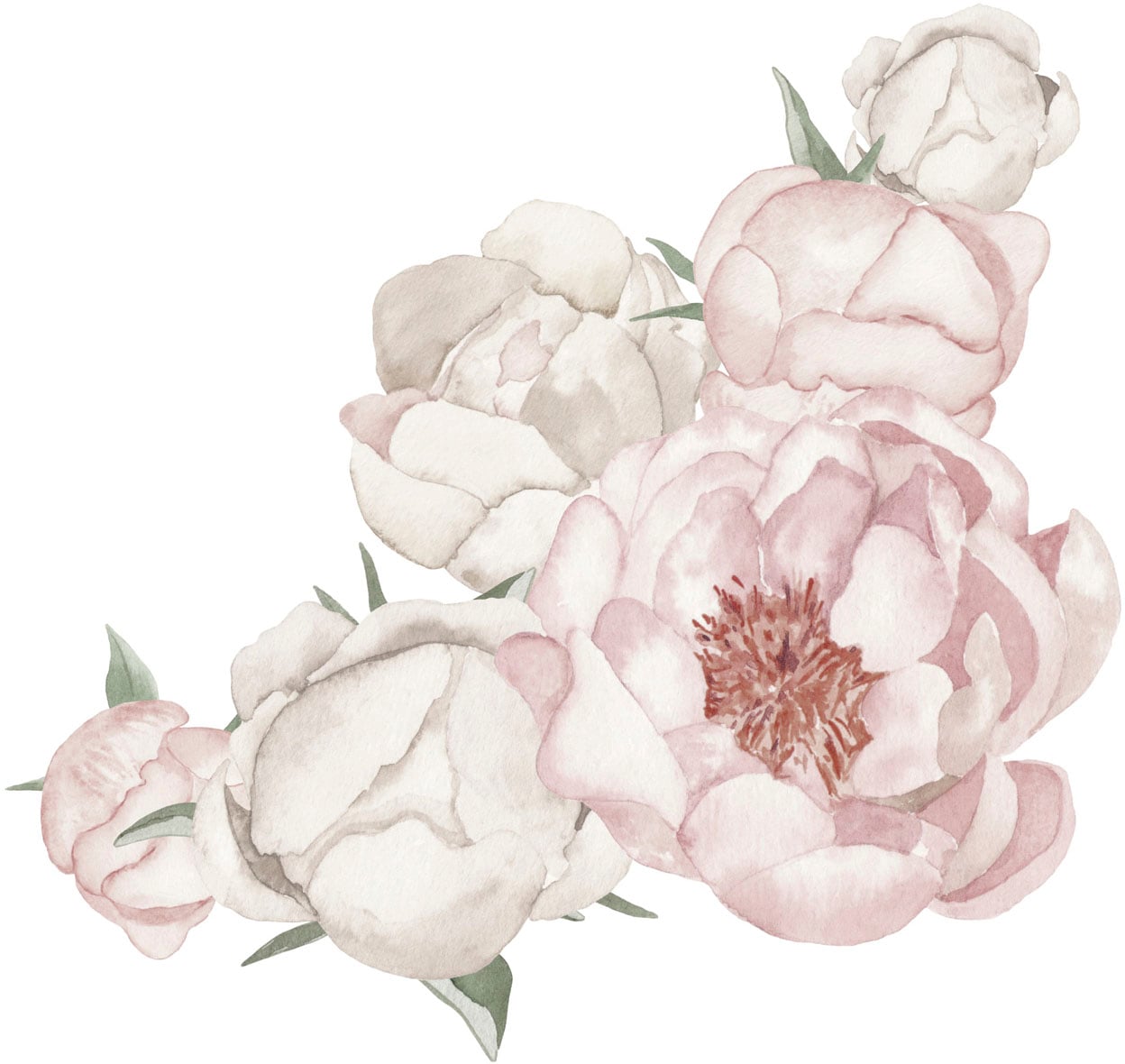Image of queence Wandtattoo "Leah" Wandbild, Sticker, rosa, Blume, Blüte, selbstklebend, Pastellfarben