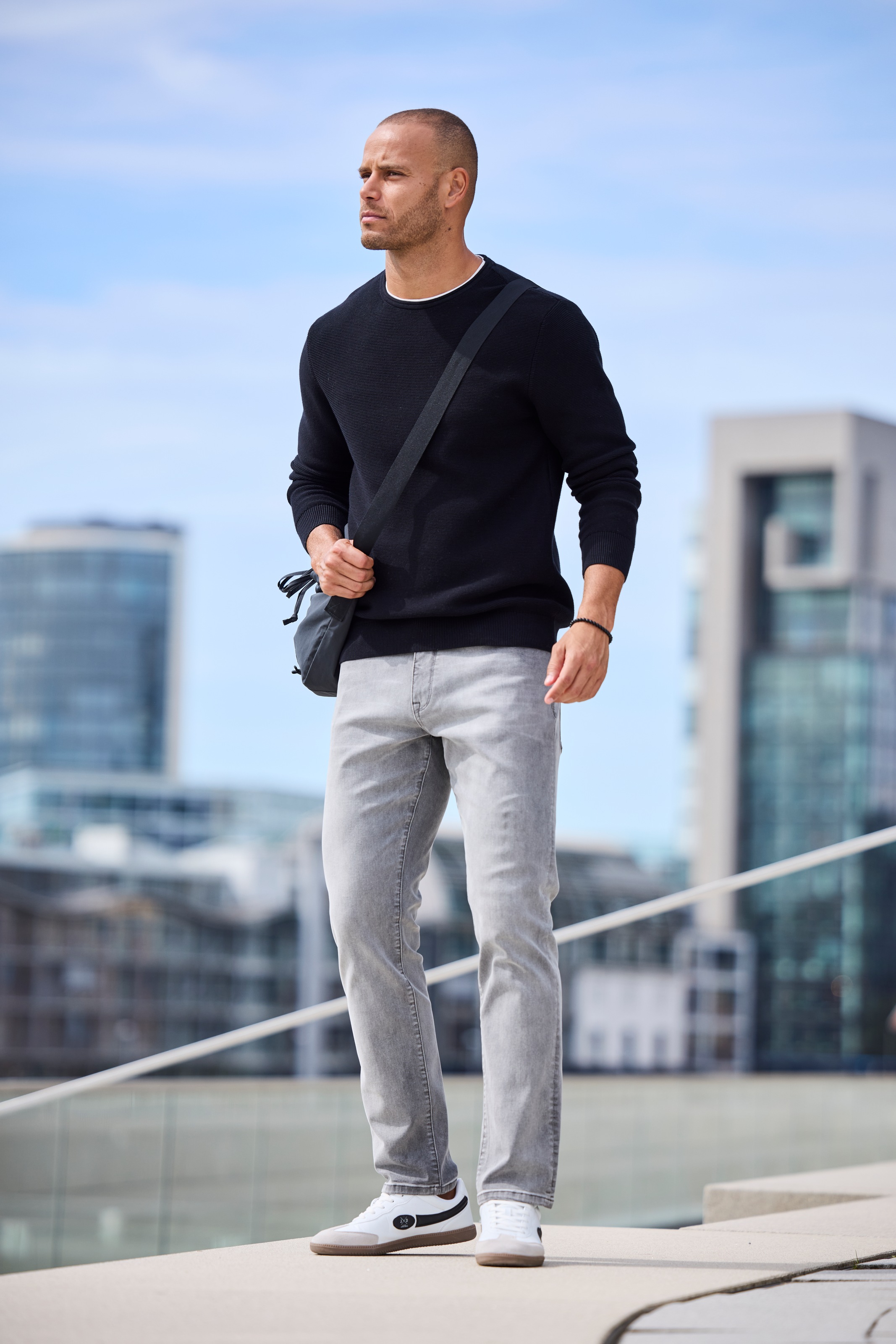 AUTHENTIC LE JOGGER Strickpullover mit Double-Layer Optik, Pullover aus reiner Baumwolle