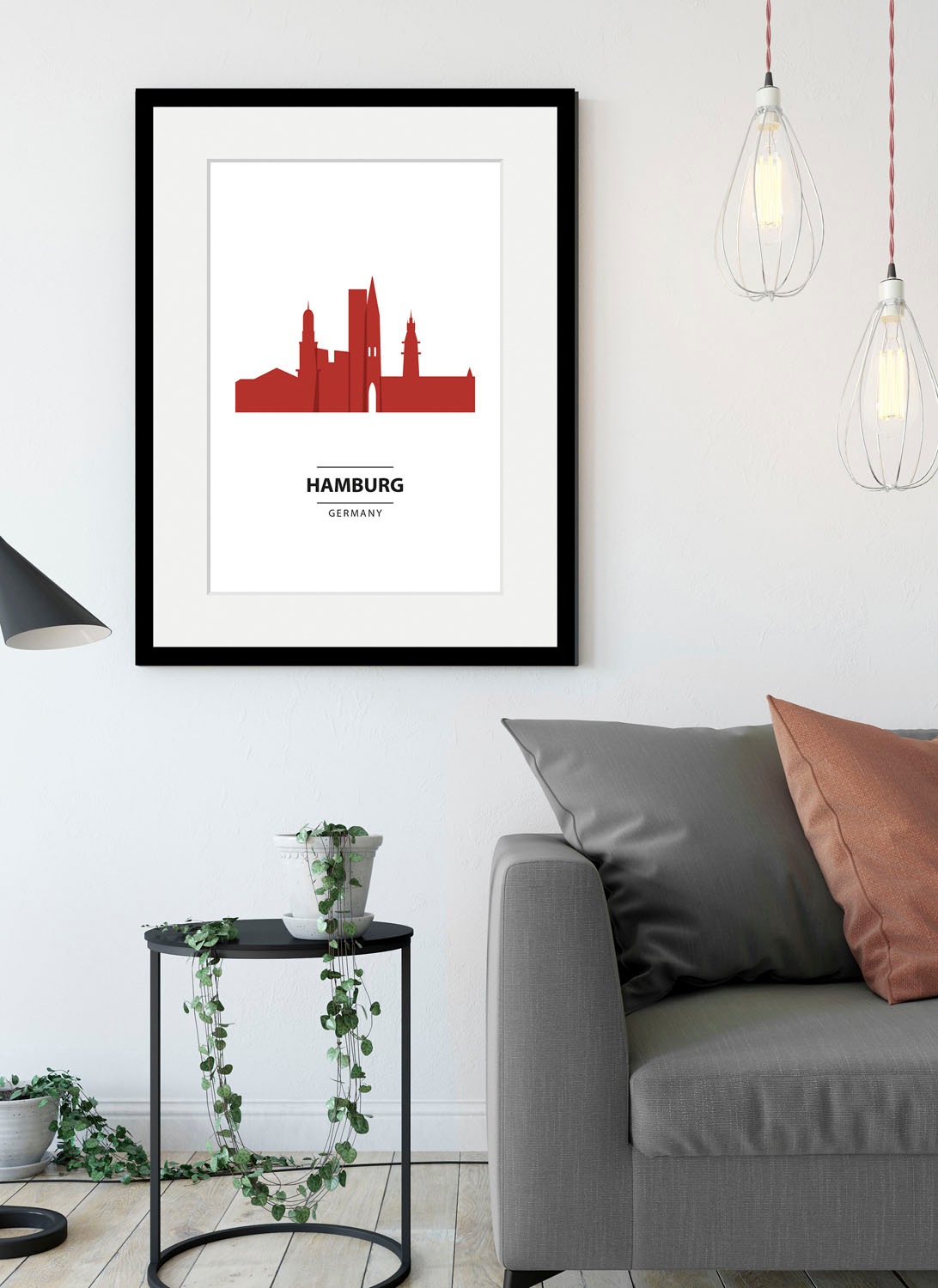 Image of queence Bild "Hamburg Color Splash" Deutschland Hamburg Schriftzug Speicherstadt - Hamburg Stadt Städte 1 Stk. tlg. HD Premium Poster-Druck inkl. Holzrahmen