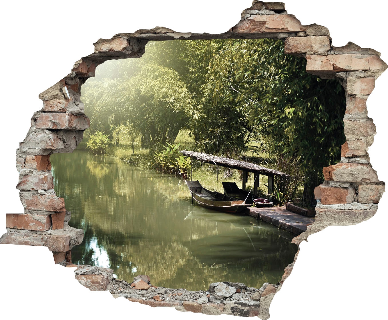 Image of queence Wandtattoo "Fluss" Wandsticker, Wandbild, selbstklebend, 3D, Wanddurchbruch