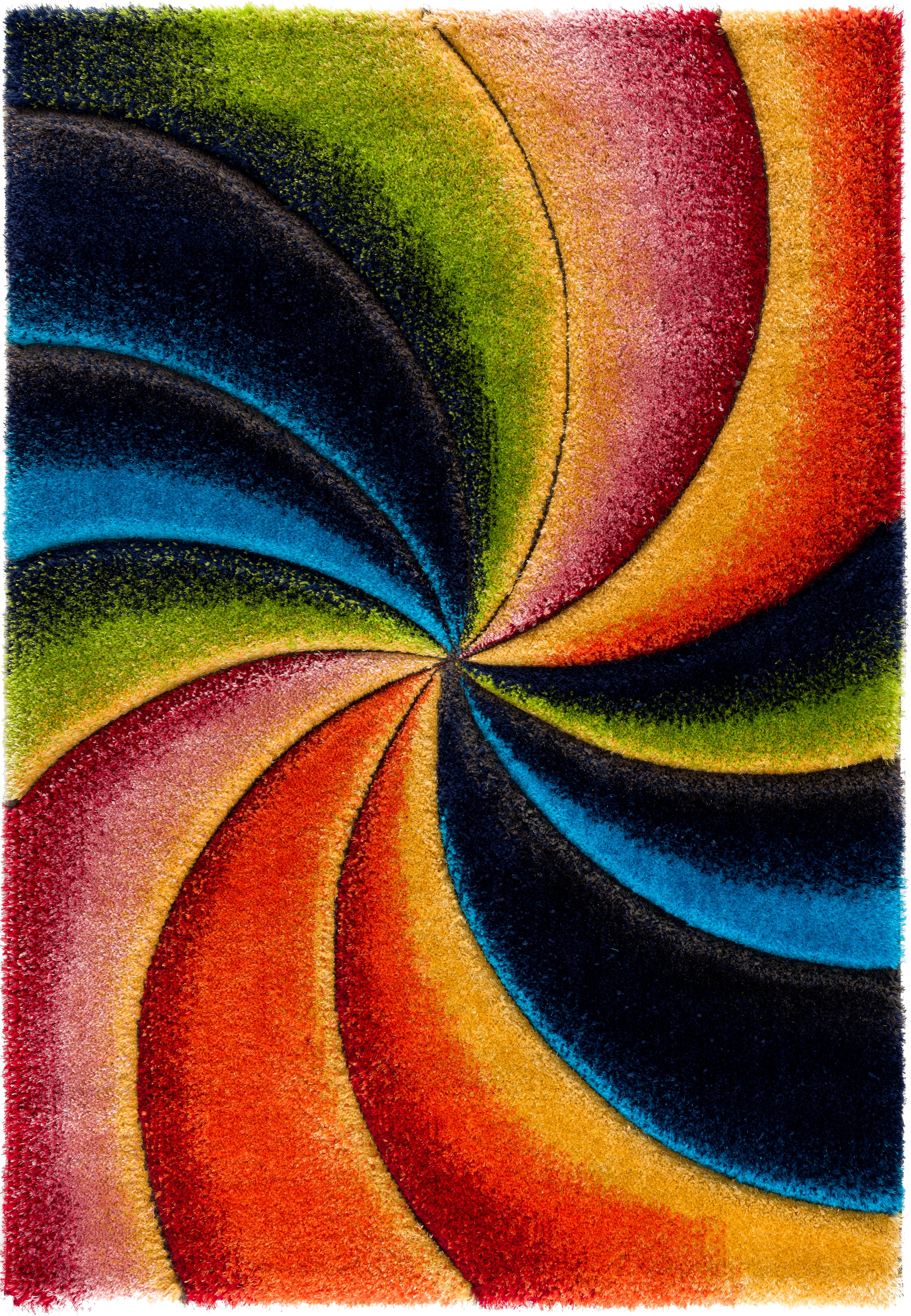 my home Hochflor-Teppich »Baldo«, rechteckig, 43 mm Höhe, mit handgearbeitetem Konturenschnitt, bunt, pflegeleicht, elegant