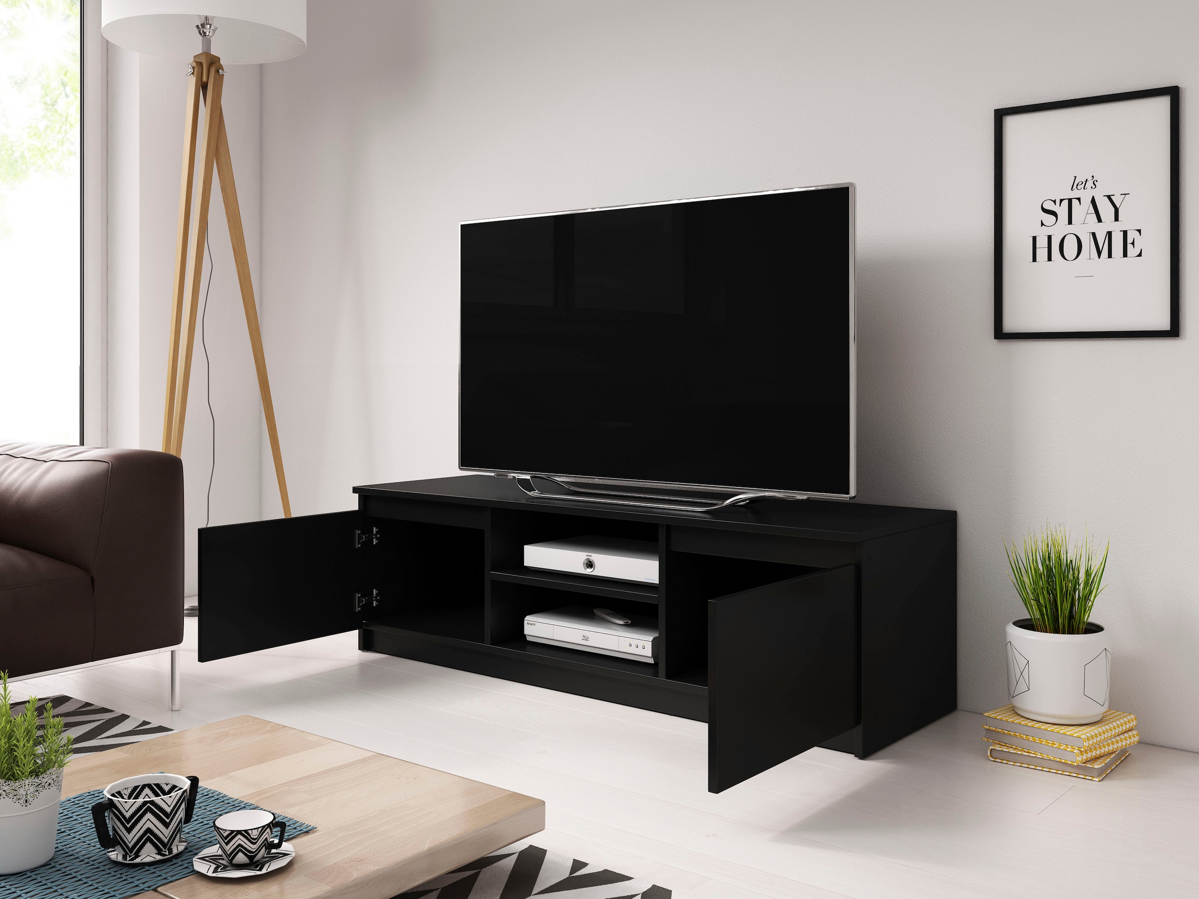 Home affaire Table basse »DINGO« meuble TV intemporel, meuble TV largeur 120 cm, meuble TV sans poignées