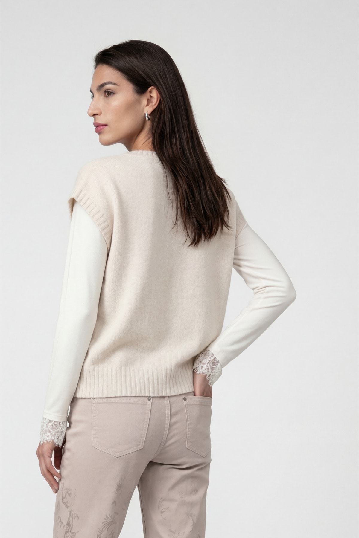 Monari Pull-over »Pullunder Lurex« Coupe régulière avec ceinture en tricot