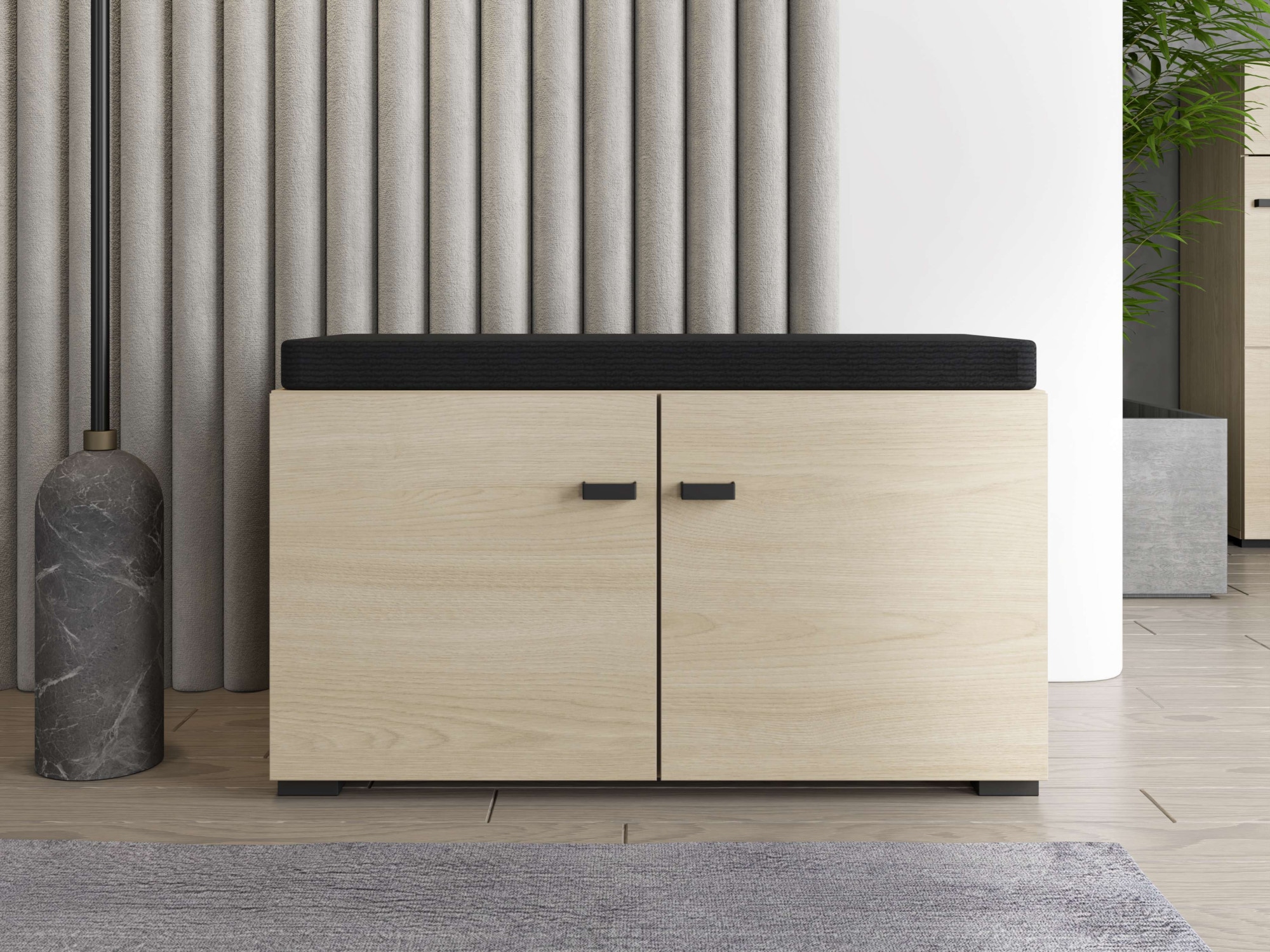 Home affaire Banc à chaussures »Rathlin, Schuhschrank, Schuhregal, Schuhtruhe, Schuhkommode, Sitzbank« mit abnehmbarem Sitzkissen, zwei Türen (dahinter zwei Fächer)