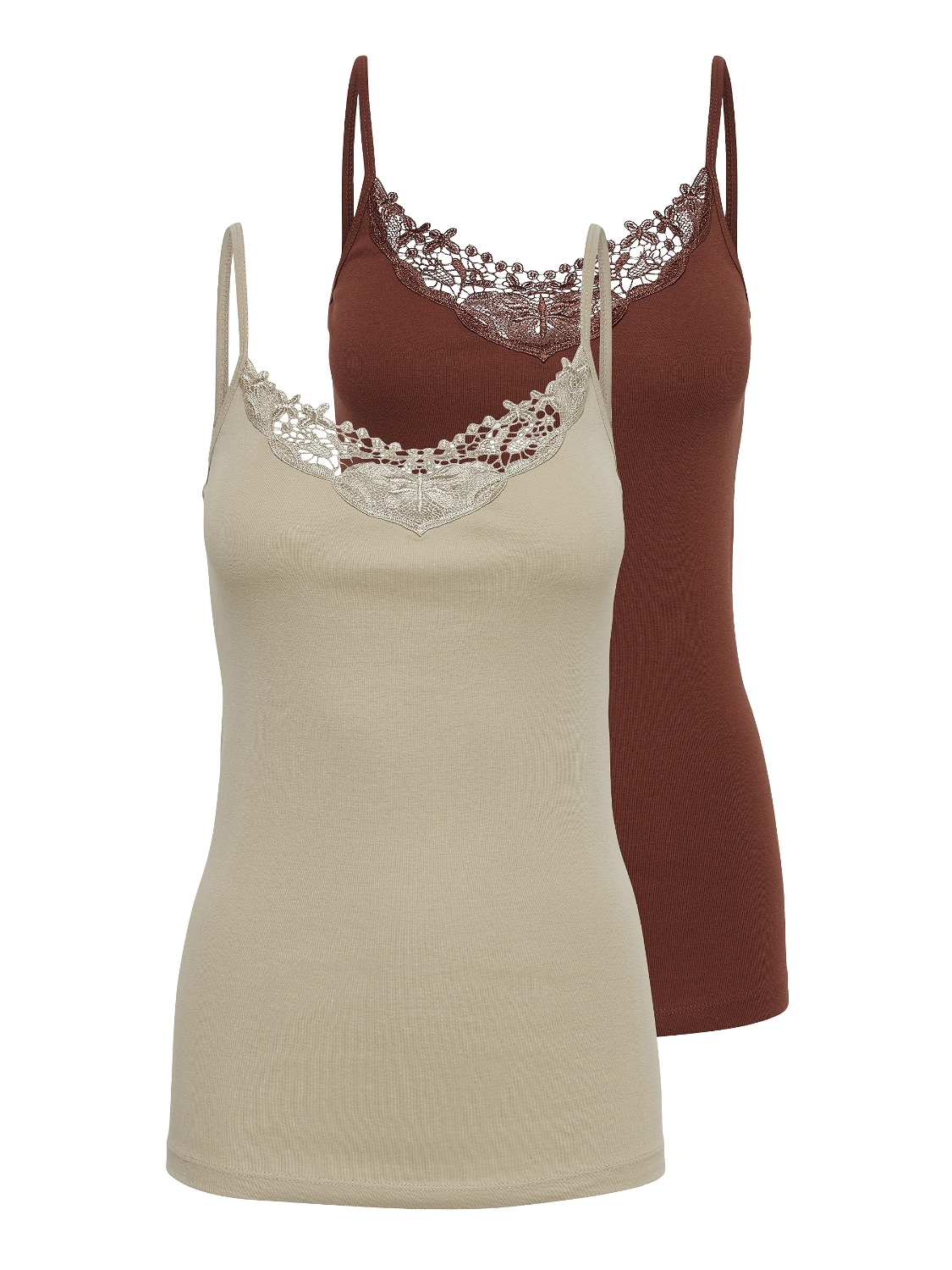 ONLY Spitzentop »ONLKIRA – Doppelpack mit Spitzendetail für feminine Looks« 2er-Pack,  figurbetont, modisch, Jersey, Baumwolle, V-Ausschnitt