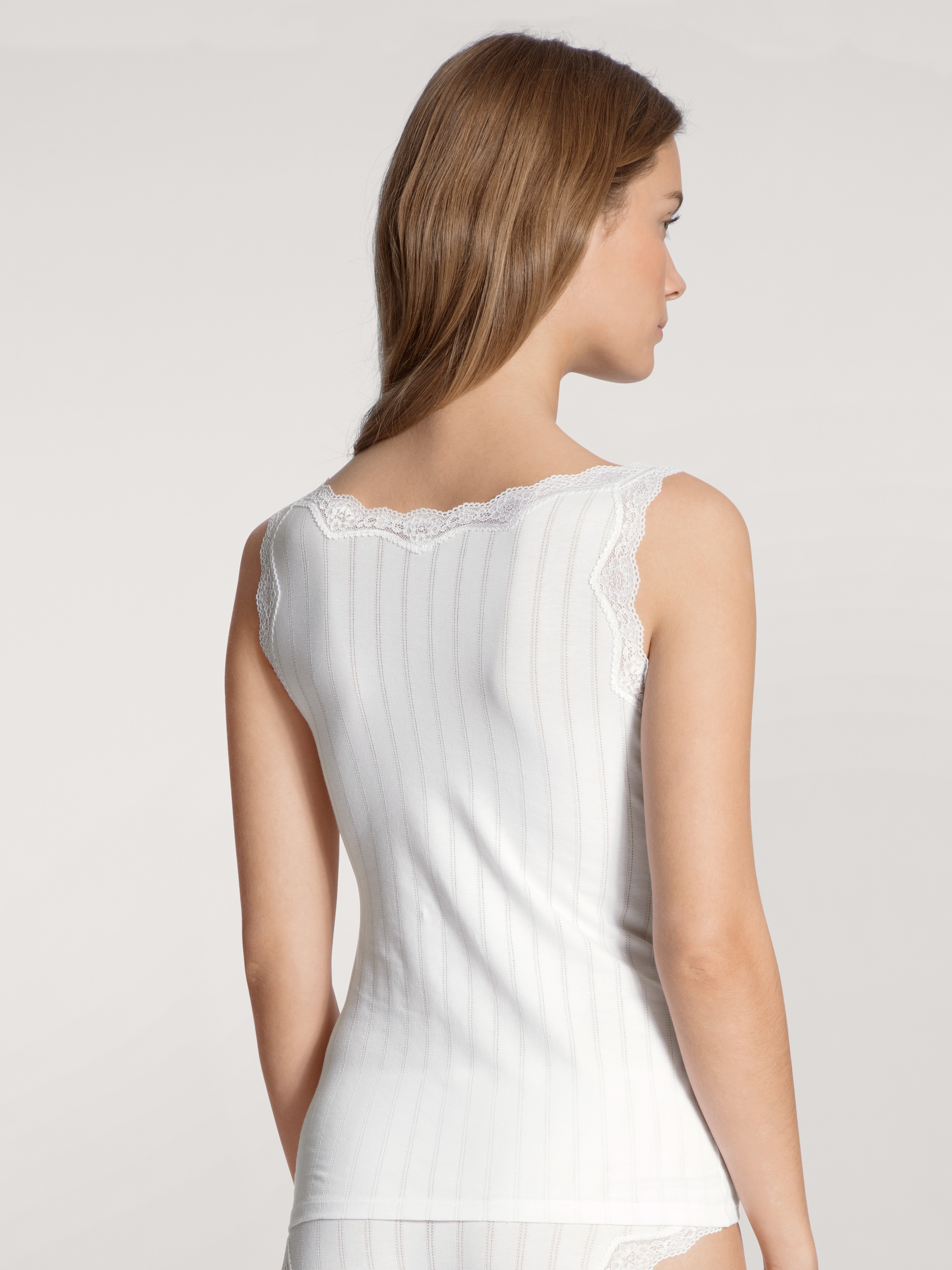 CALIDA Top à bretelles »Etude Toujours« dentelle fine, motif à fines rayures, mélange coton, élastique