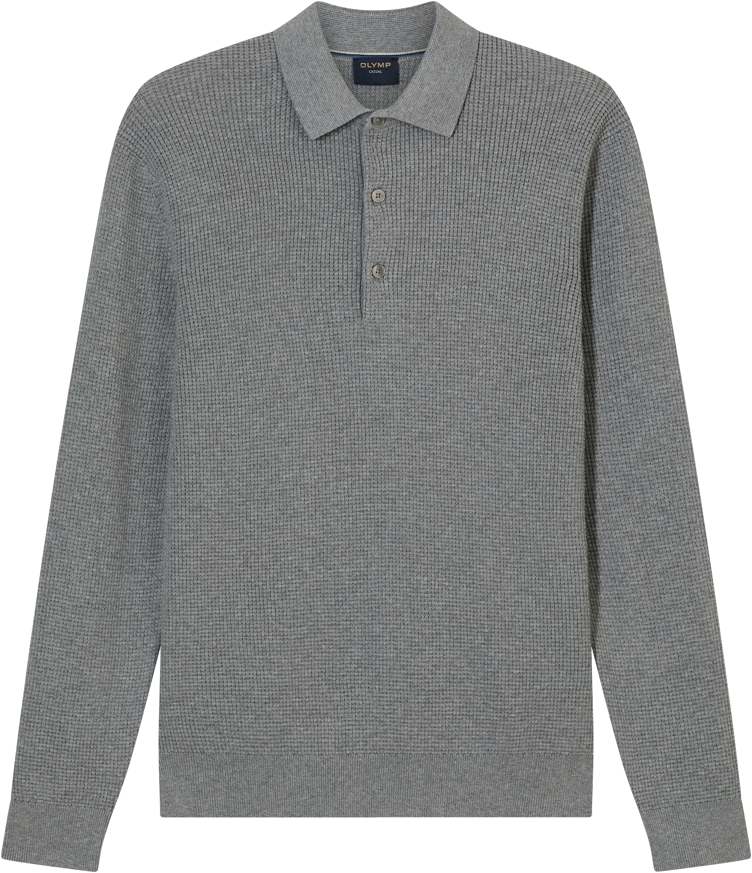 OLYMP Polokragenpullover »Waffle Structure Pullover« strukturiert, unifarben, regular fit, Strick