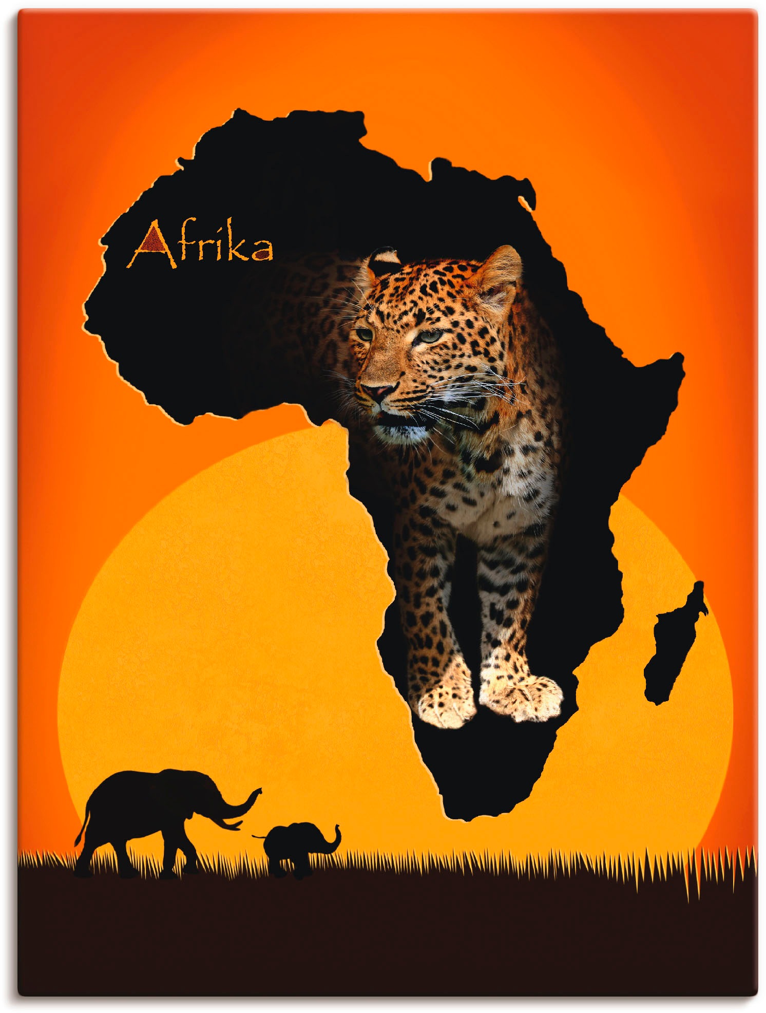 Image of Artland Wandbild »Afrika der schwarze Kontinent«, Wildtiere, (1 St.), in vielen Grössen & Produktarten -Leinwandbild, Poster, Wandaufkleber / Wandtattoo auch für Badezimmer geeignet bei Ackermann Versand Schweiz