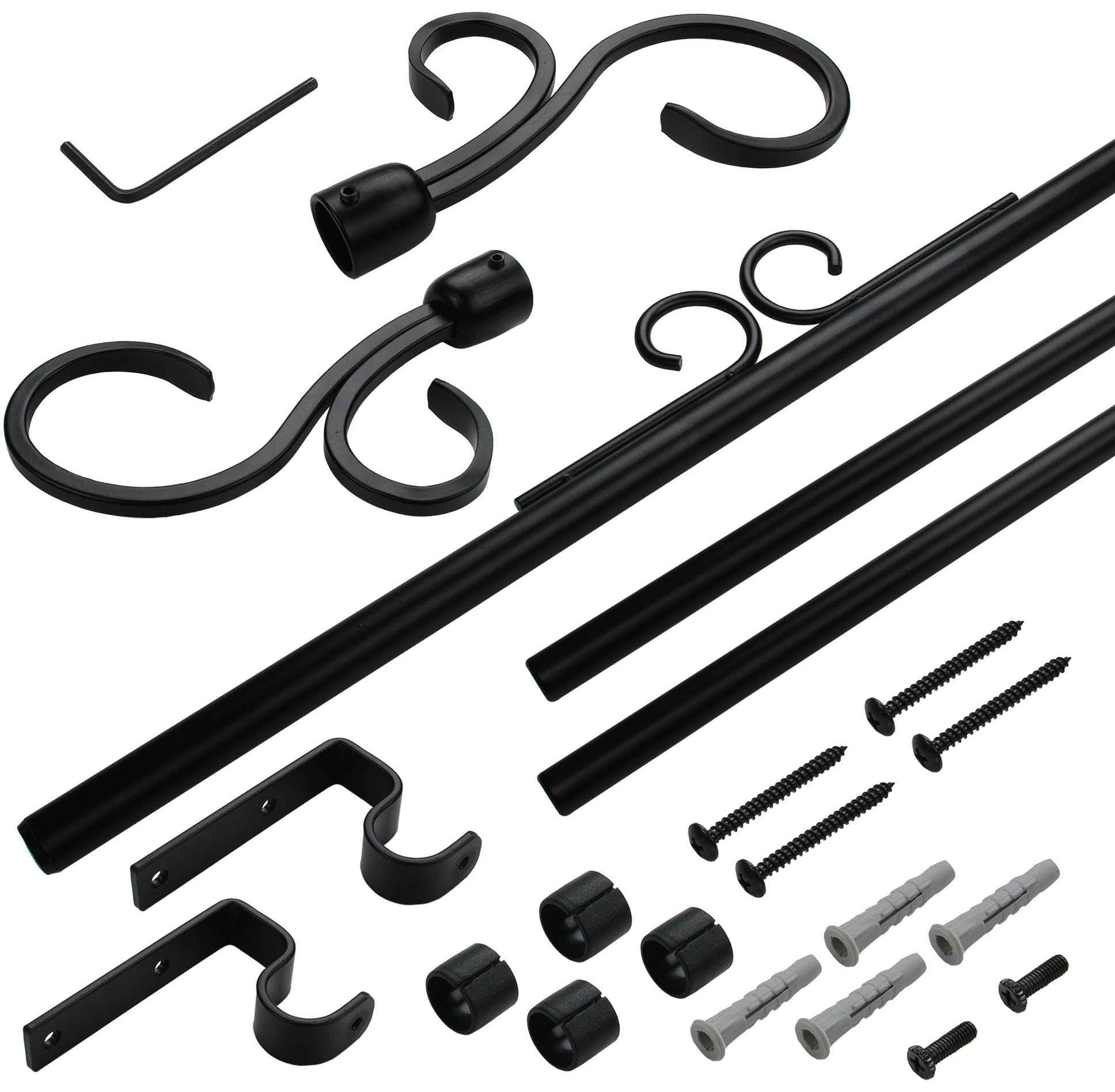 Liedeco Gardinenstange »Dekostange« Ø 16 mm 1 läufig-läufig ausziehbar Ausziehbar, Ø 16 mm, schwarz