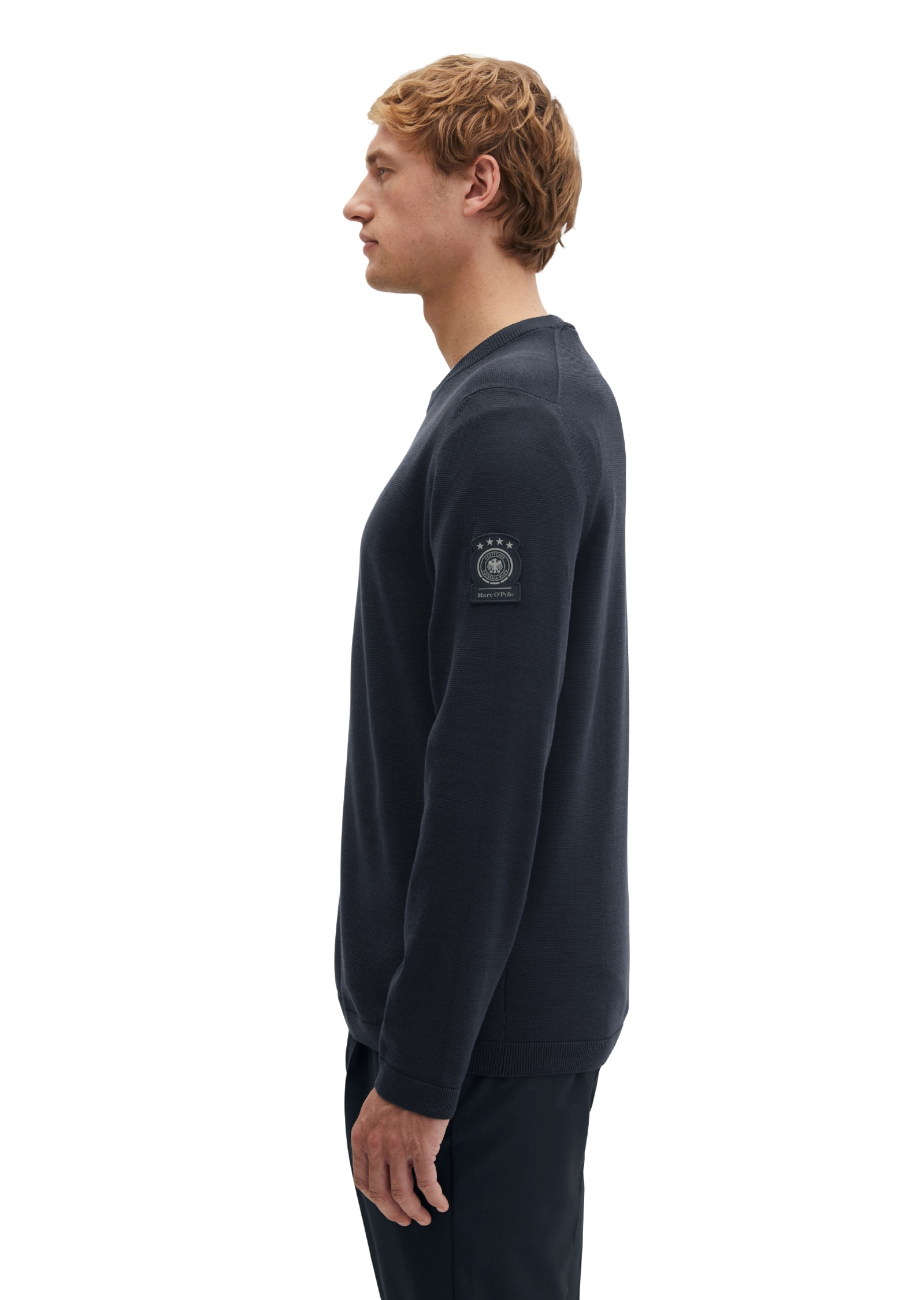 Marc O'Polo Rundhalspullover »DFB Travel Collection« aus reiner Bio-Baumwolle
