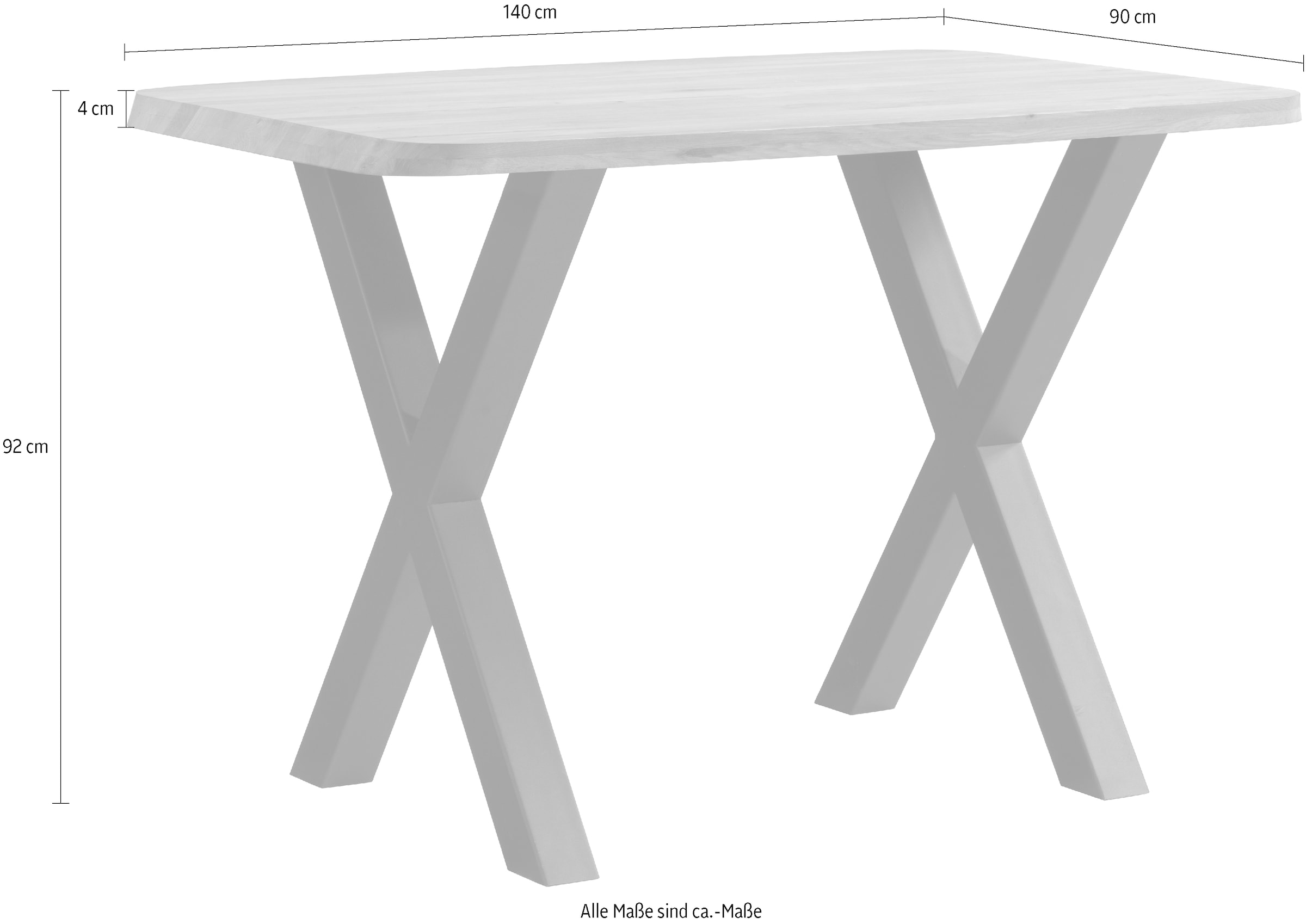 massivline&more Table de bar »Porto 300, Bartisch, Hochtisch, Tisch, Massivtisch« 2 cuis tlg. plaque massive, cadre en métal peint en poudre noir