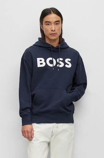 Sweatshirt mit Logodruck auf »WebasicHood«, ♕ weissem ORANGE versandkostenfrei BOSS