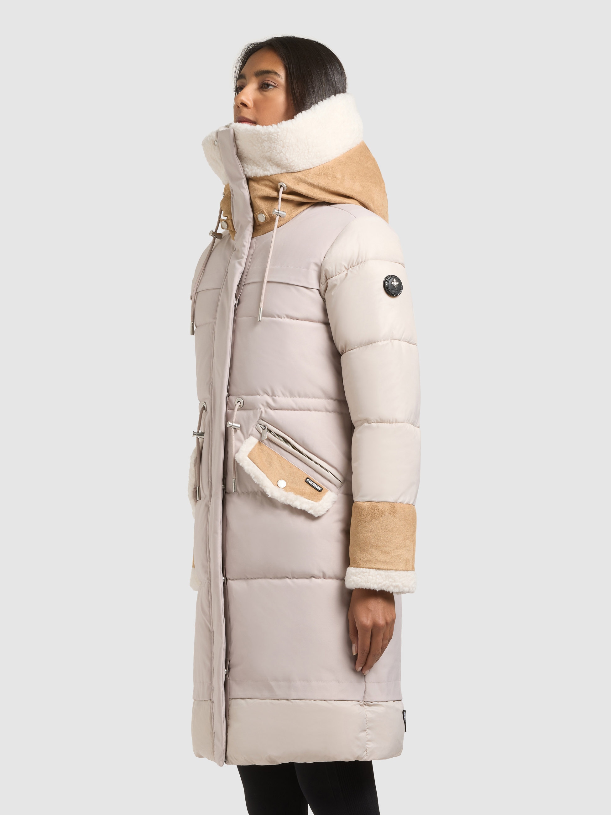 khujo Manteau matelassé »DAYANA« glatte Steppqualität mit Teddyfell und Wildlederimitat Details